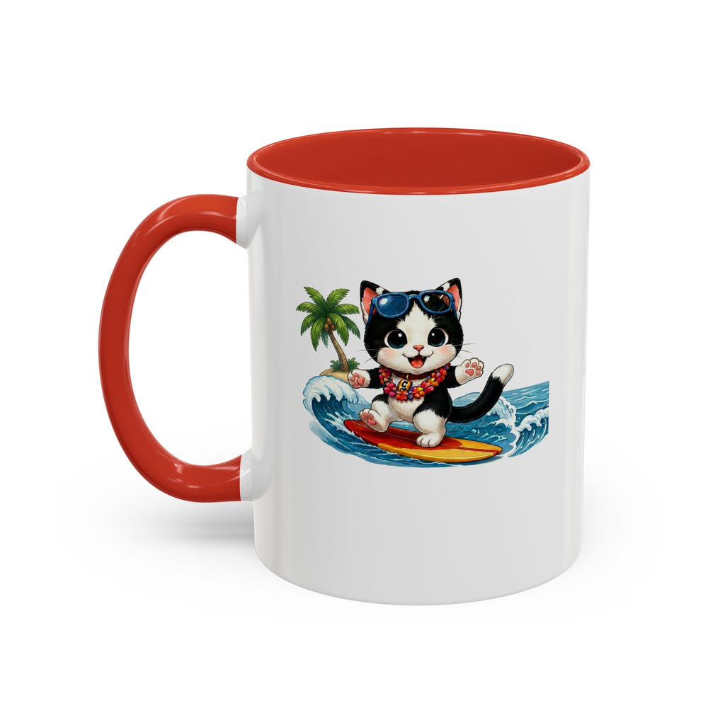Surfing Cat Summer Coffee Mug | Cute Beach Cat Mug | Cowmeow & Co