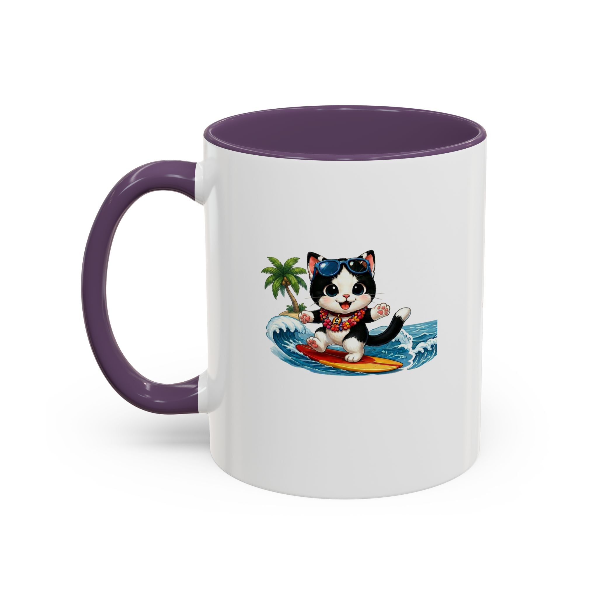 Surfing Cat Summer Coffee Mug | Cute Beach Cat Mug | Cowmeow & Co