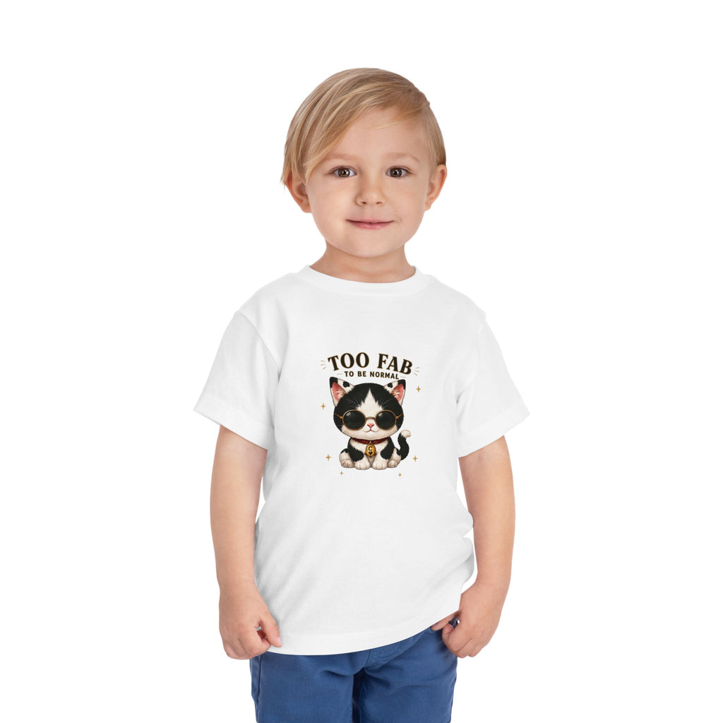Too Fab to Be Normal Toddler T-Shirt | Cute Tuxedo Cat Tee| Cowmeow & Co