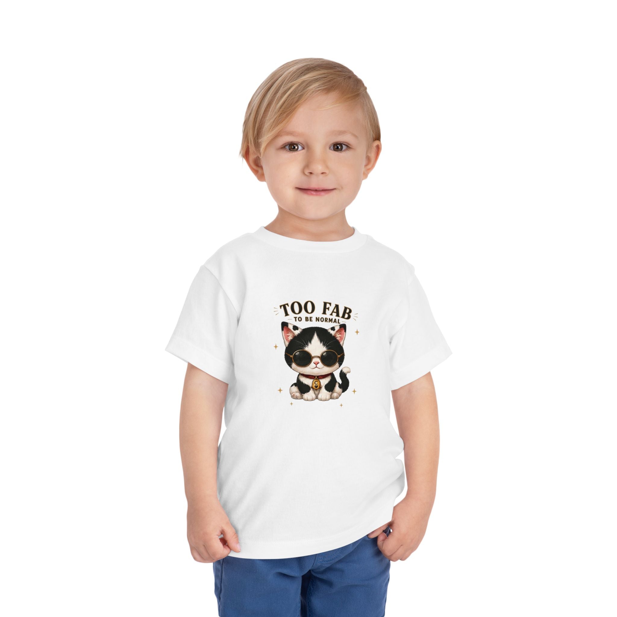 Too Fab to Be Normal Toddler T-Shirt | Cute Tuxedo Cat Tee| Cowmeow & Co