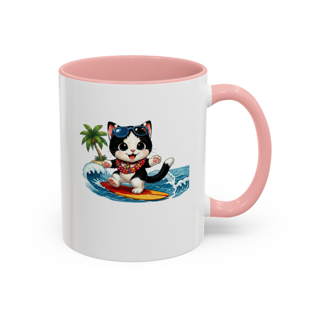 Surfing Cat Summer Coffee Mug | Cute Beach Cat Mug | Cowmeow & Co