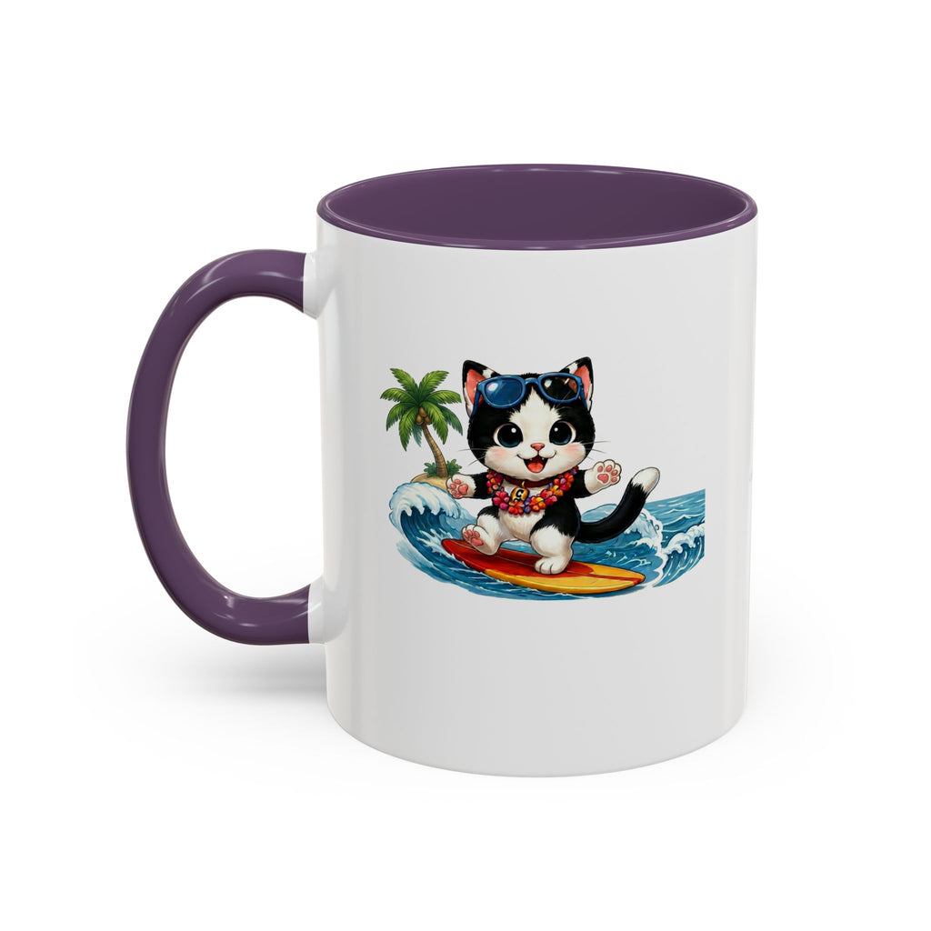 Surfing Cat Summer Coffee Mug | Cute Beach Cat Mug | Cowmeow & Co