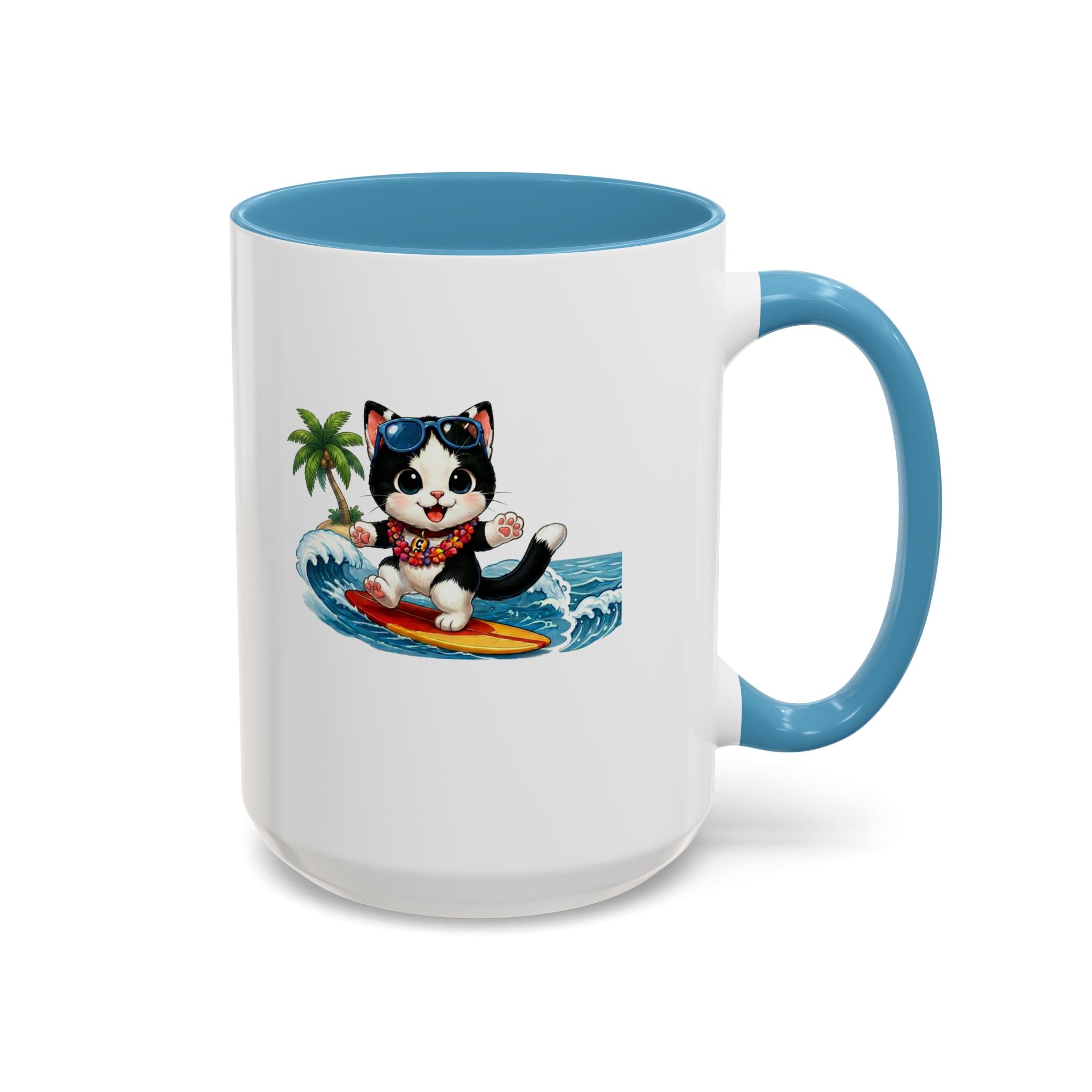 Surfing Cat Summer Coffee Mug | Cute Beach Cat Mug | Cowmeow & Co
