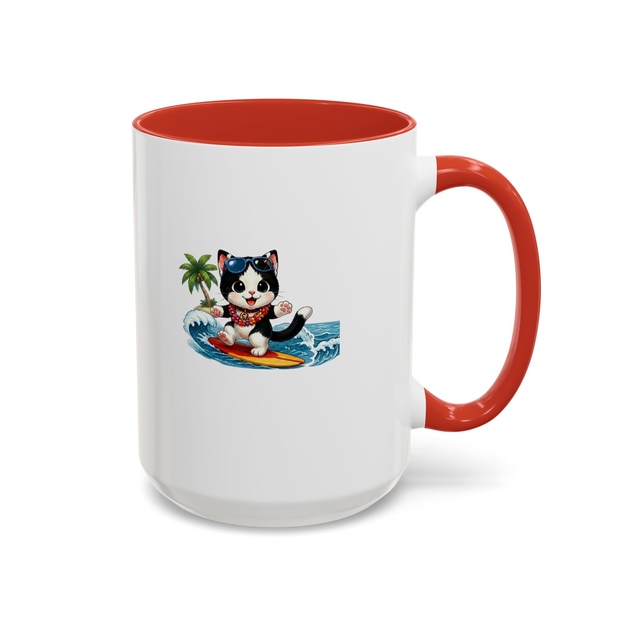 Surfing Cat Summer Coffee Mug | Cute Beach Cat Mug | Cowmeow & Co