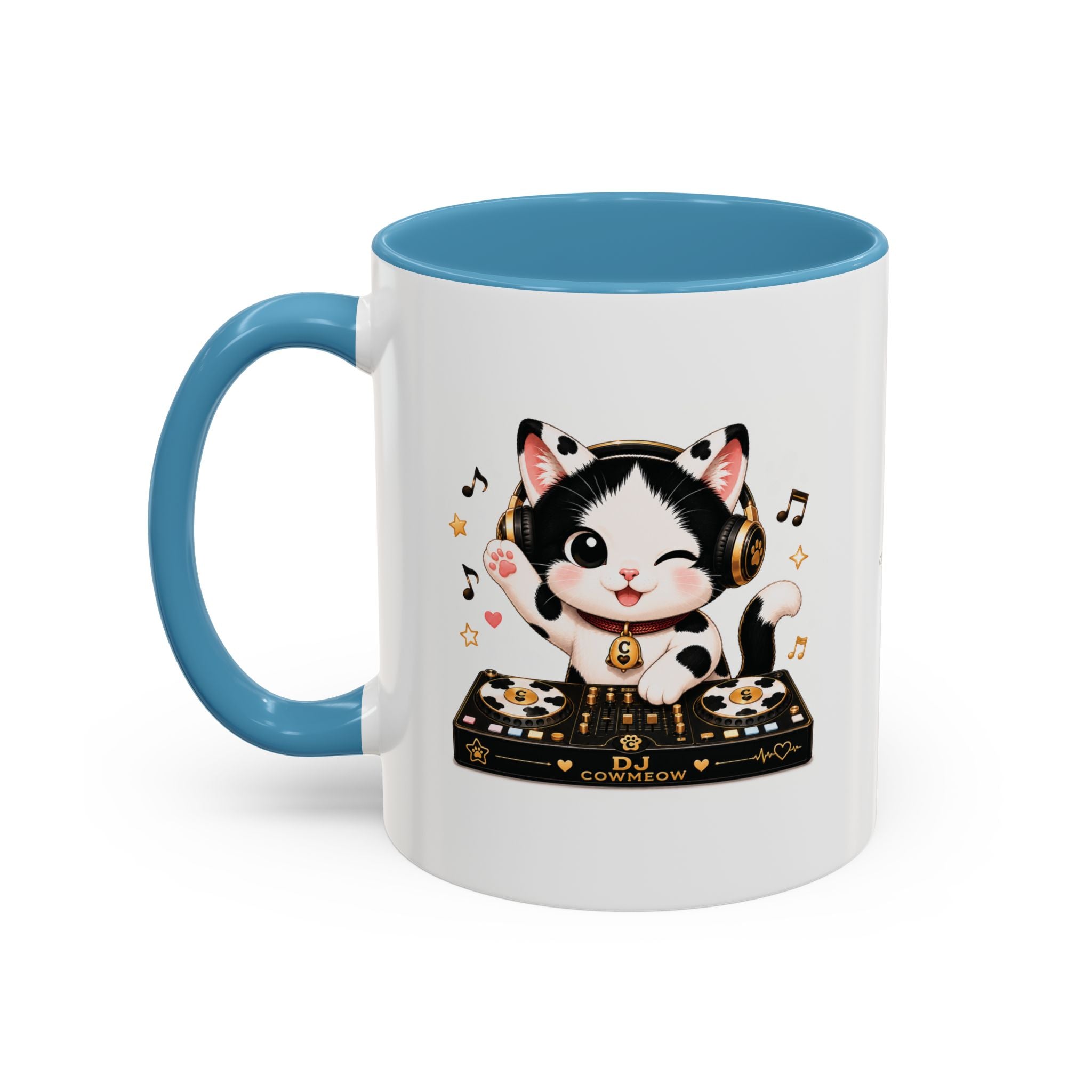 DJ Cat Coffee Mug | Funny Tuxedo Cat Gift | Cowmeow & Co