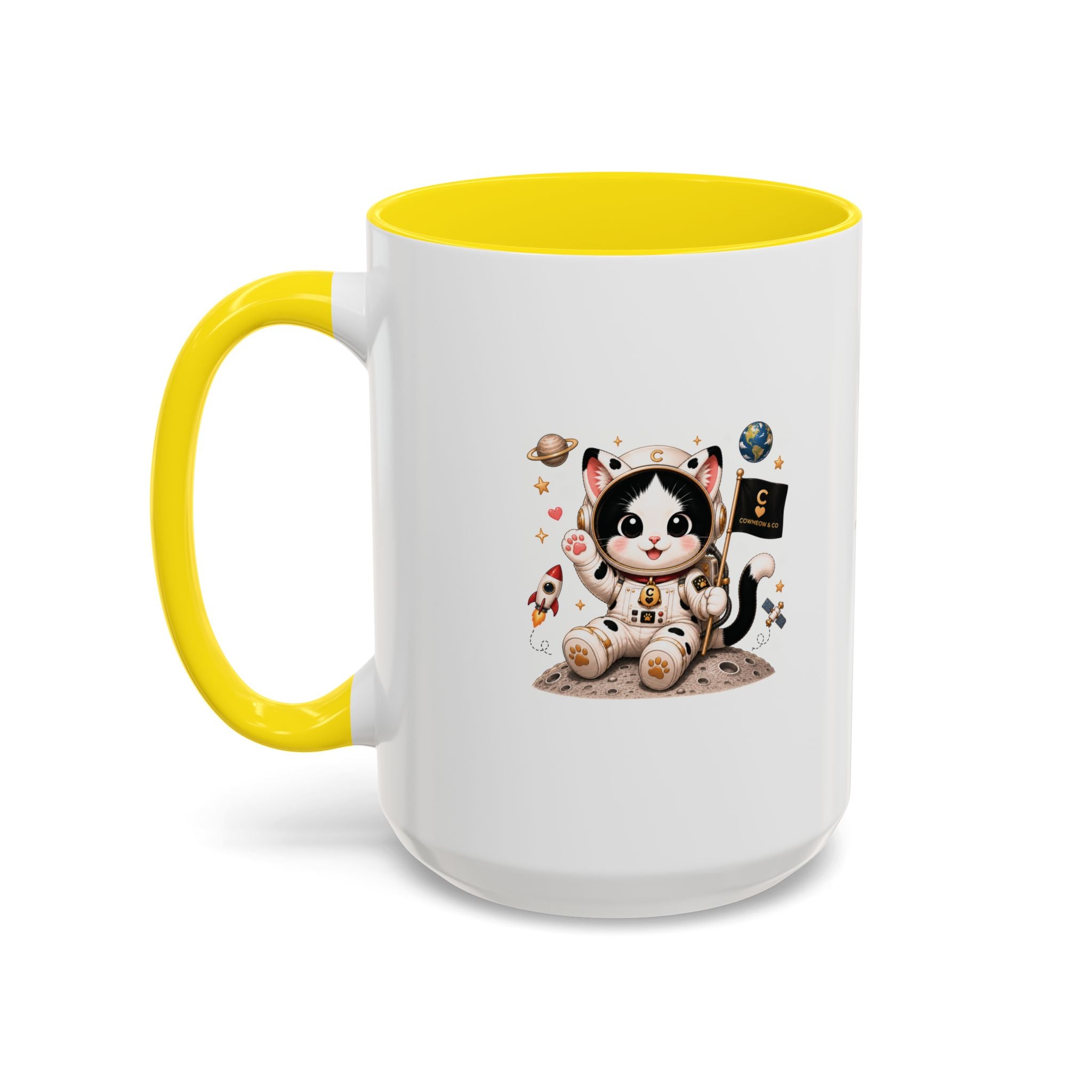 Astronaut Cowmeow Mug, Cute Tuxedo Cat, Space Coffee Mug, CowmeowandCo
