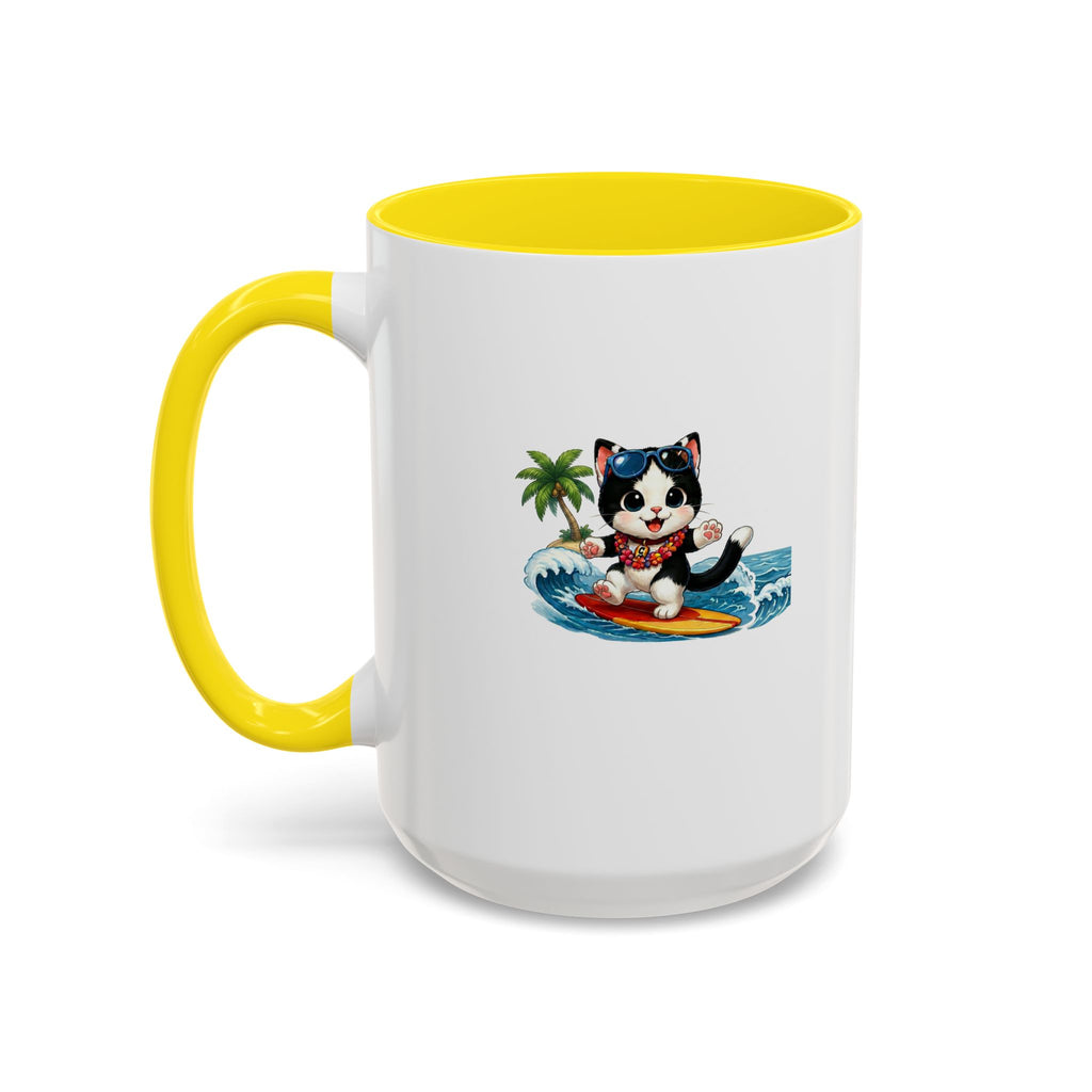 Surfing Cat Summer Coffee Mug | Cute Beach Cat Mug | Cowmeow & Co