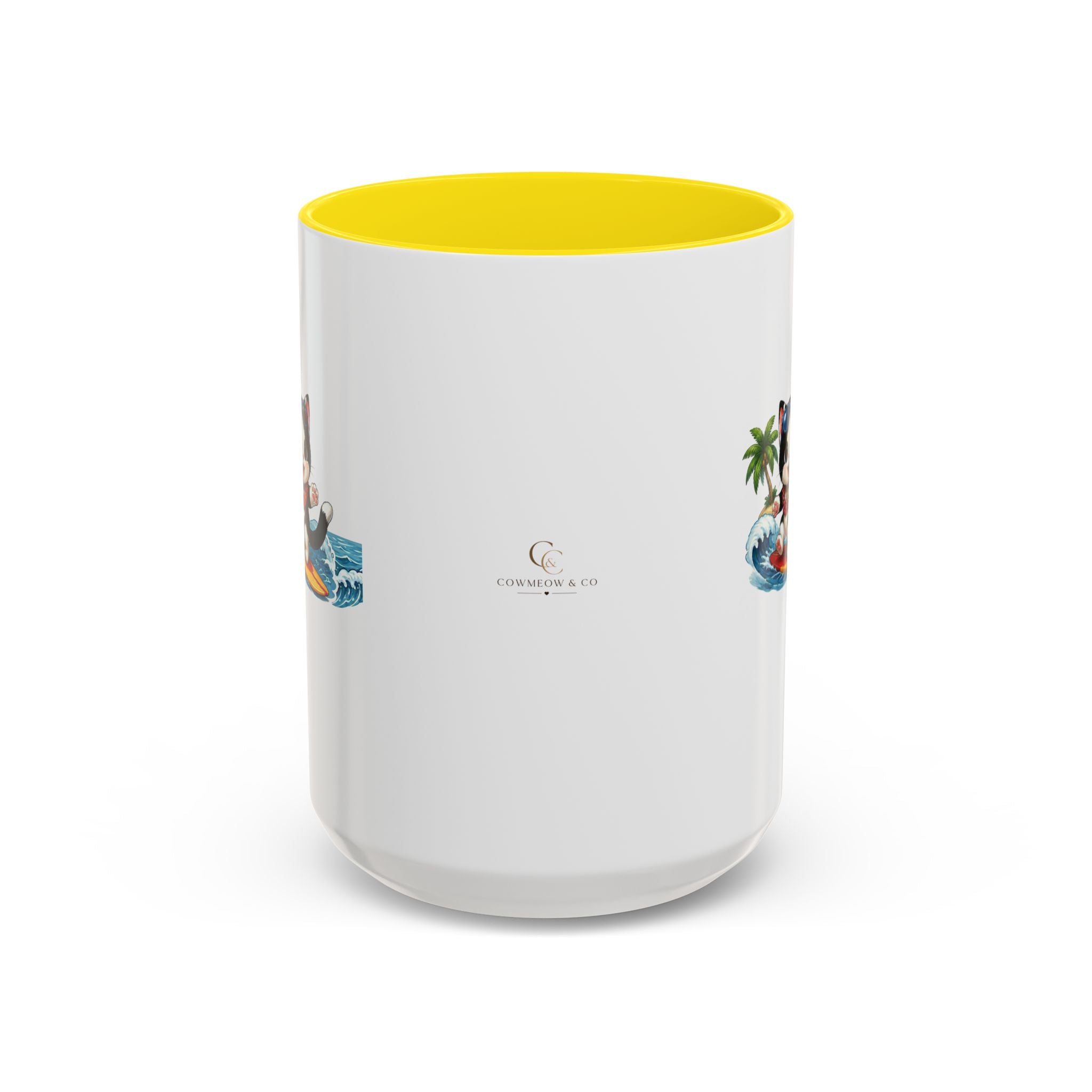 Surfing Cat Summer Coffee Mug | Cute Beach Cat Mug | Cowmeow & Co