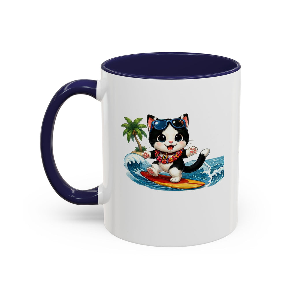 Surfing Cat Summer Coffee Mug | Cute Beach Cat Mug | Cowmeow & Co