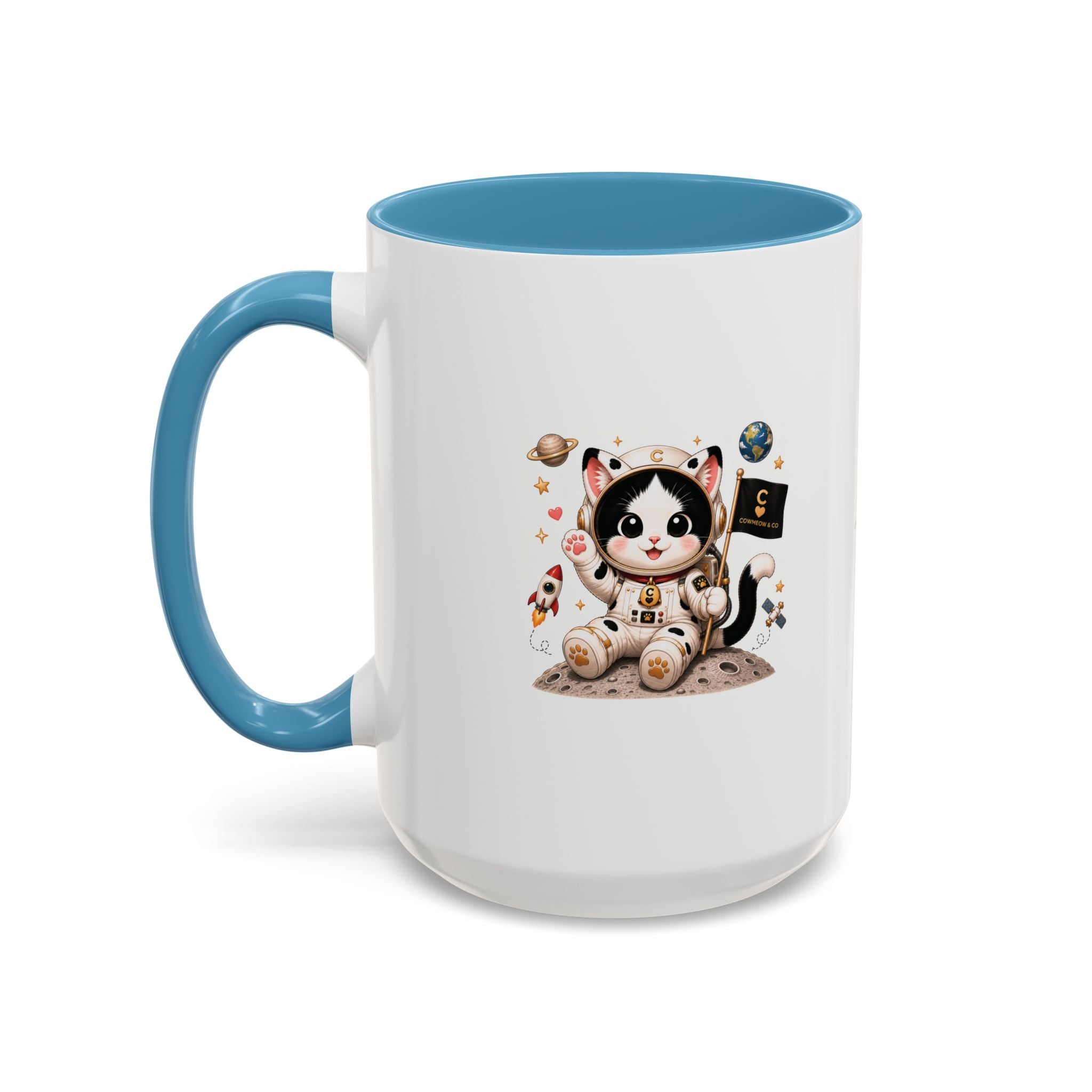 Astronaut Cowmeow Mug, Cute Tuxedo Cat, Space Coffee Mug, CowmeowandCo