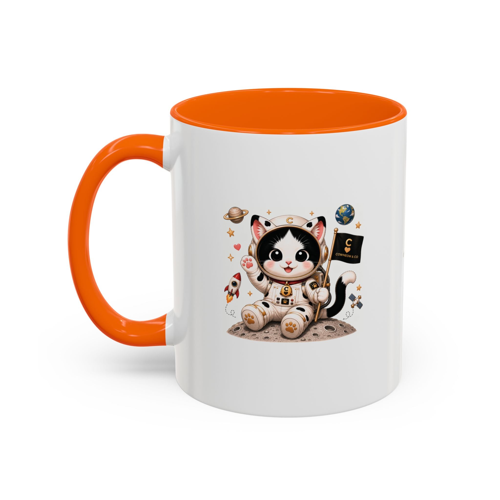 Astronaut Cowmeow Mug, Cute Tuxedo Cat, Space Coffee Mug, CowmeowandCo