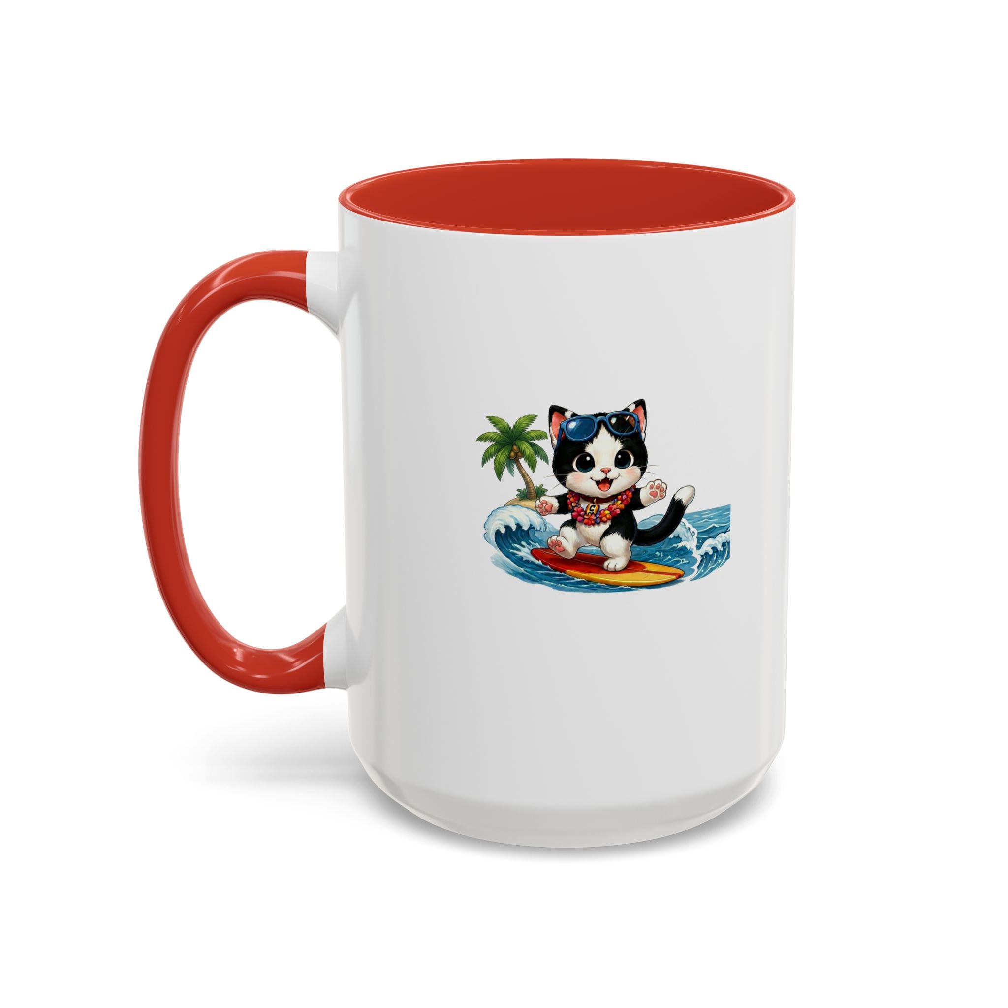 Surfing Cat Summer Coffee Mug | Cute Beach Cat Mug | Cowmeow & Co