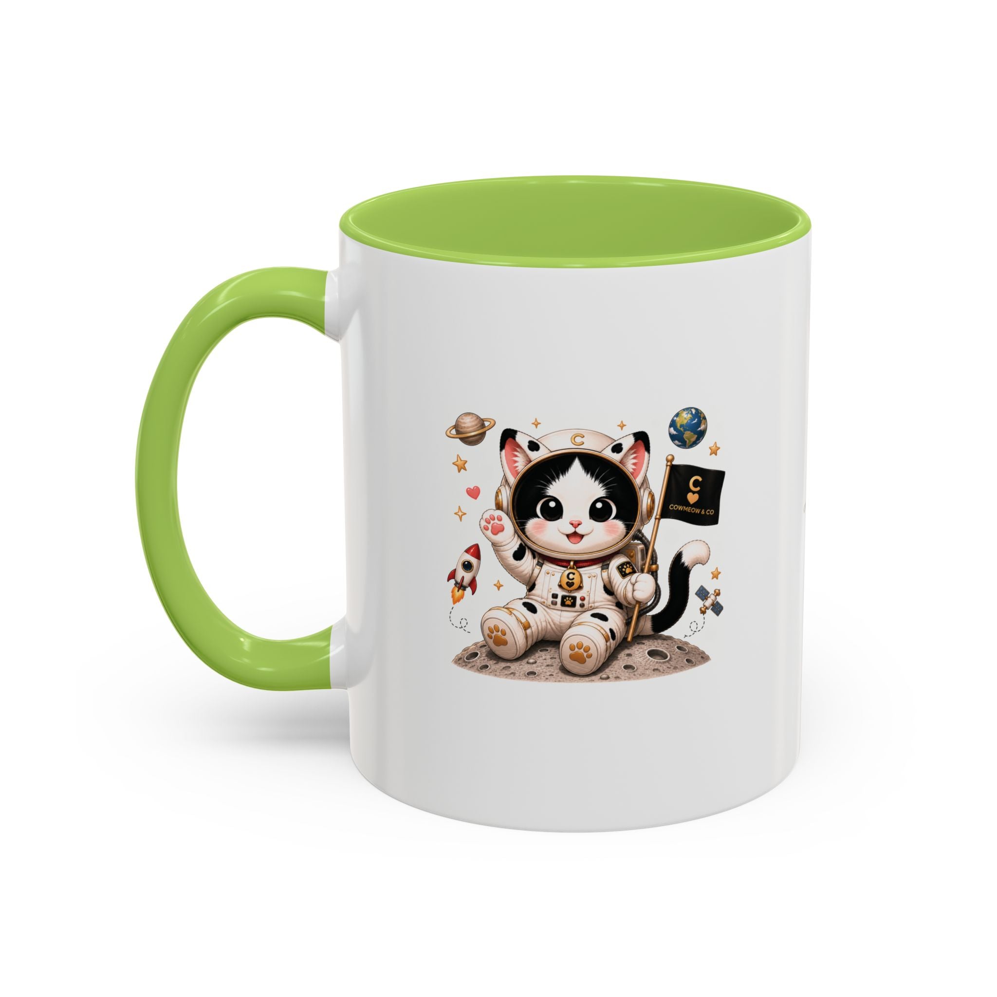 Astronaut Cowmeow Mug, Cute Tuxedo Cat, Space Coffee Mug, CowmeowandCo