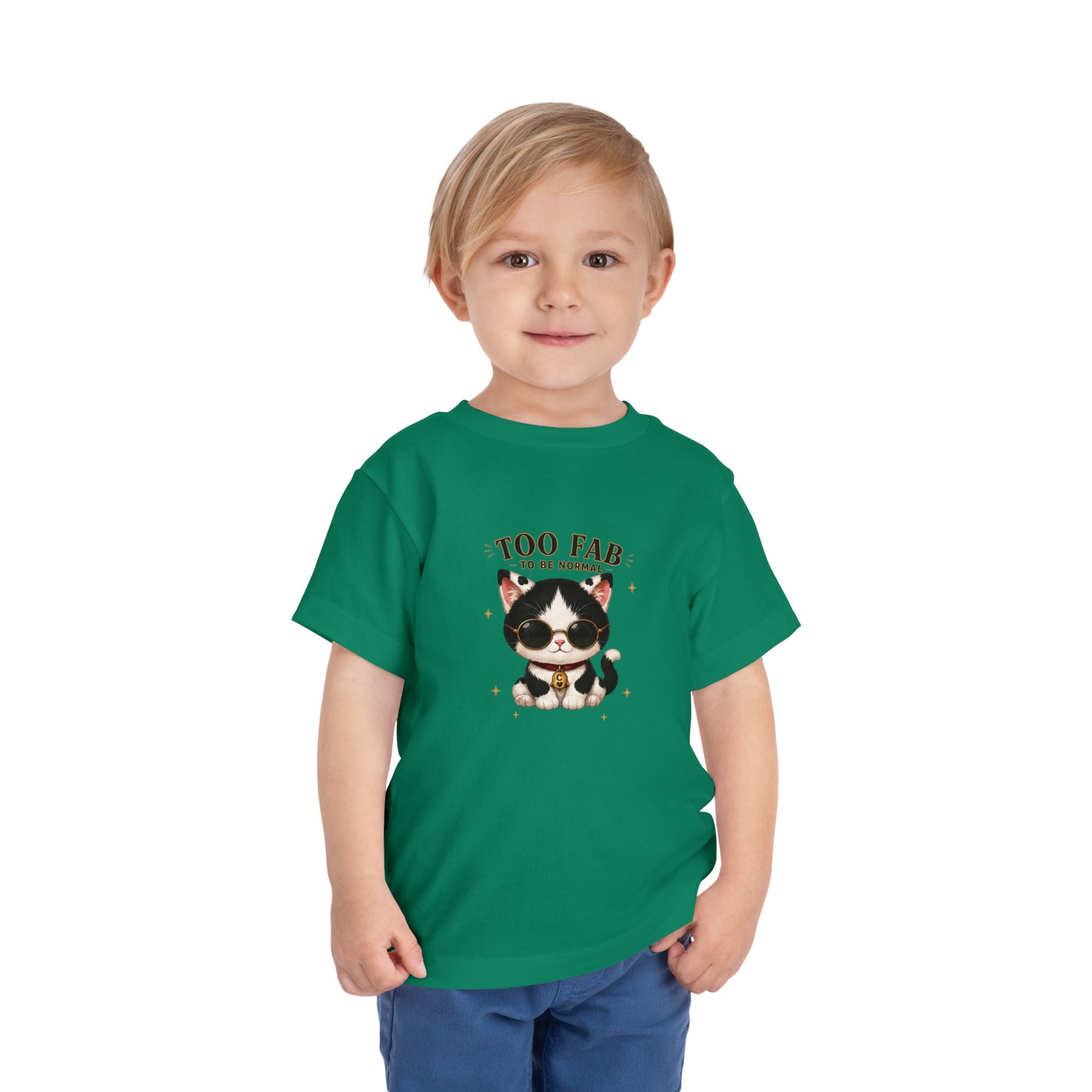 Too Fab to Be Normal Toddler T-Shirt | Cute Tuxedo Cat Tee| Cowmeow & Co