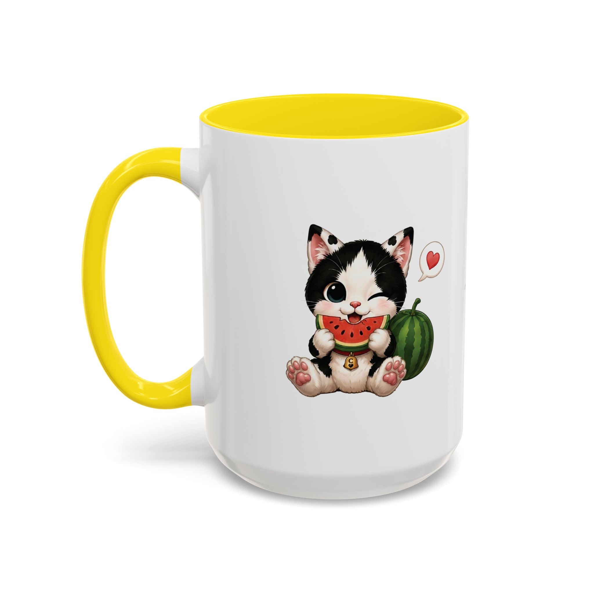 Watermelon Cat Mug | Cute Tuxedo Cat Coffee Mug | Cowmeow