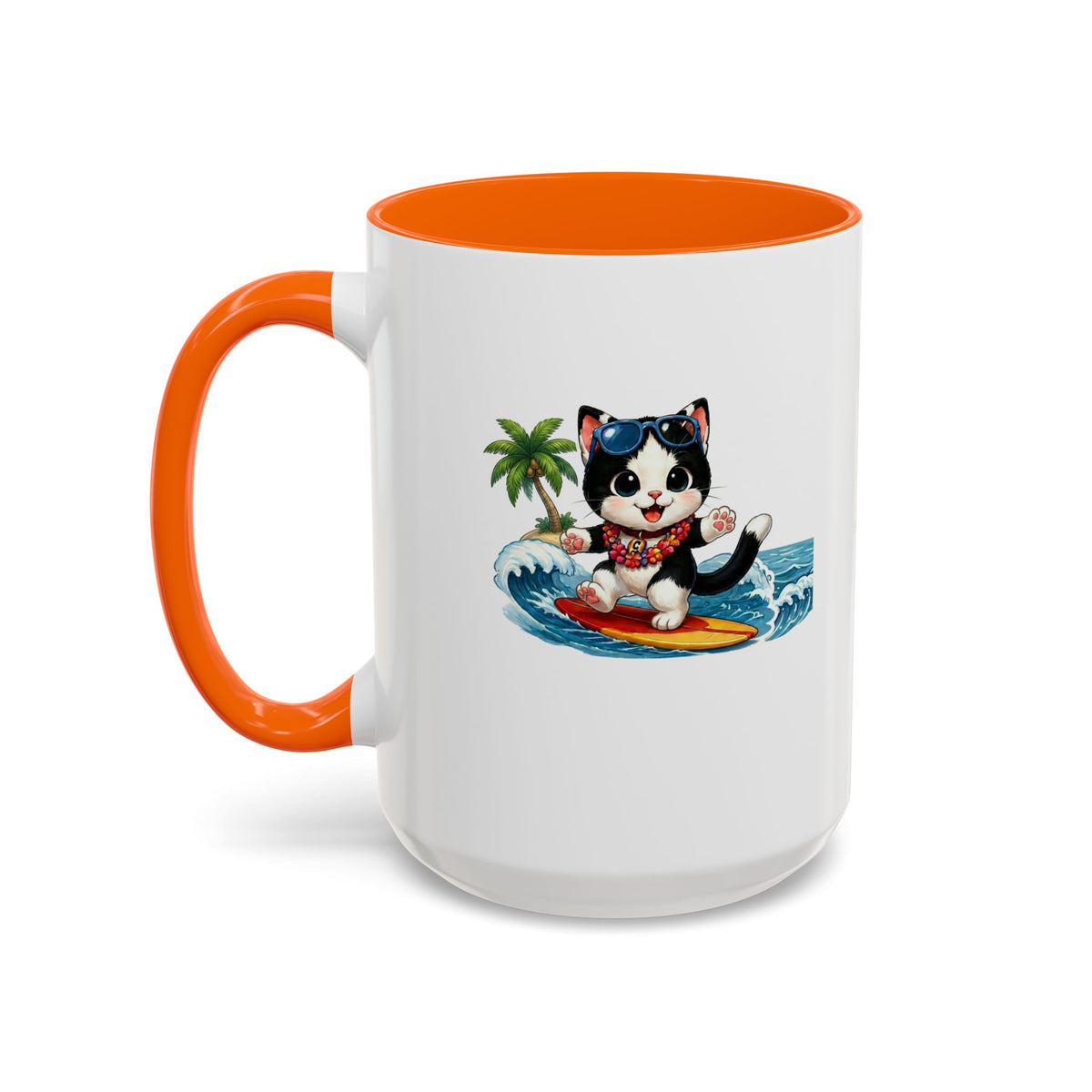 Surfing Cat Summer Coffee Mug | Cute Beach Cat Mug | Cowmeow & Co