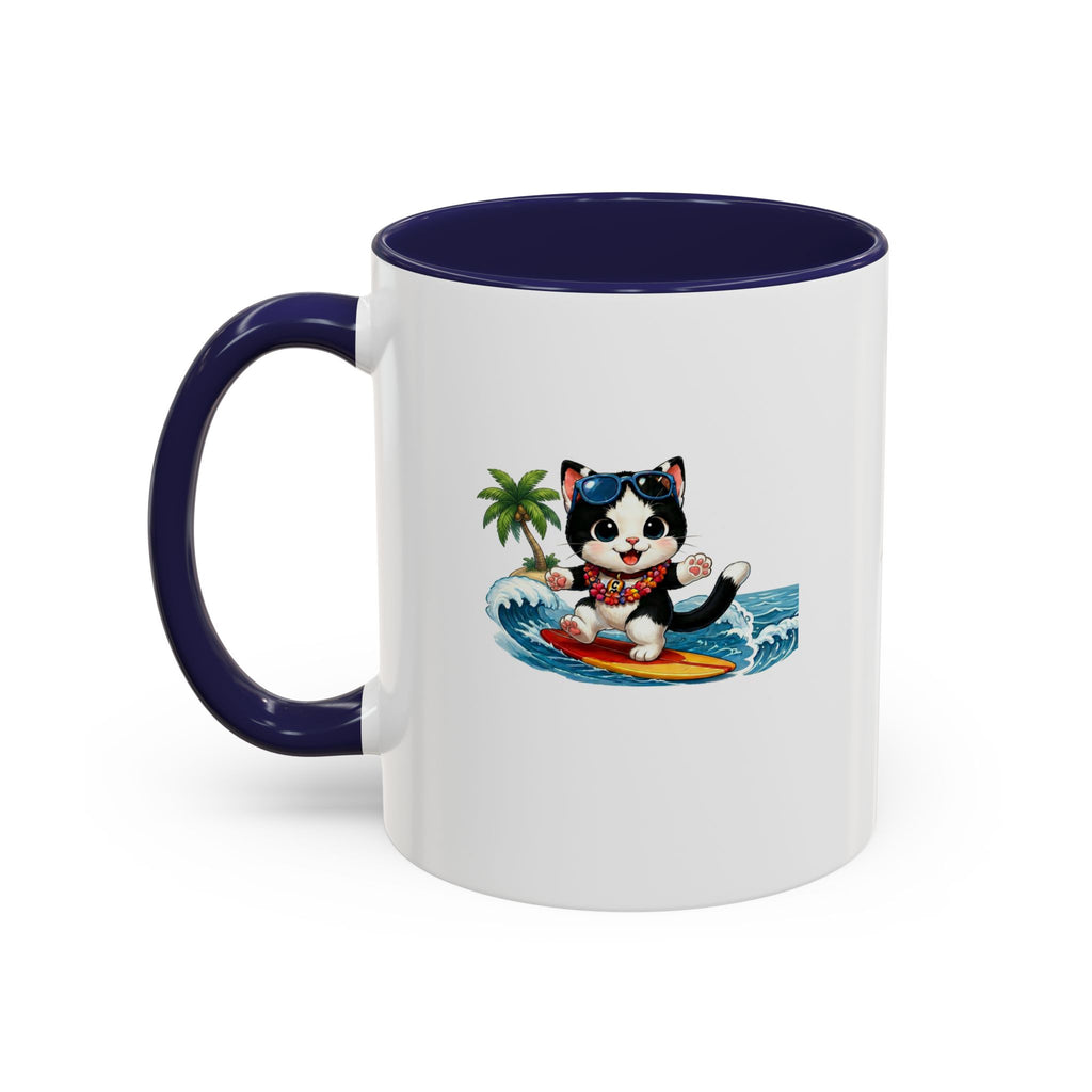 Surfing Cat Summer Coffee Mug | Cute Beach Cat Mug | Cowmeow & Co