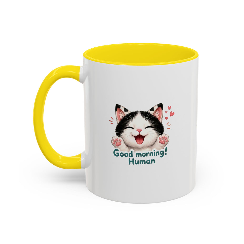 Good Morning, Human! —  Cute Tuxedo Cat Coffee Mug, Cowmeow & Co