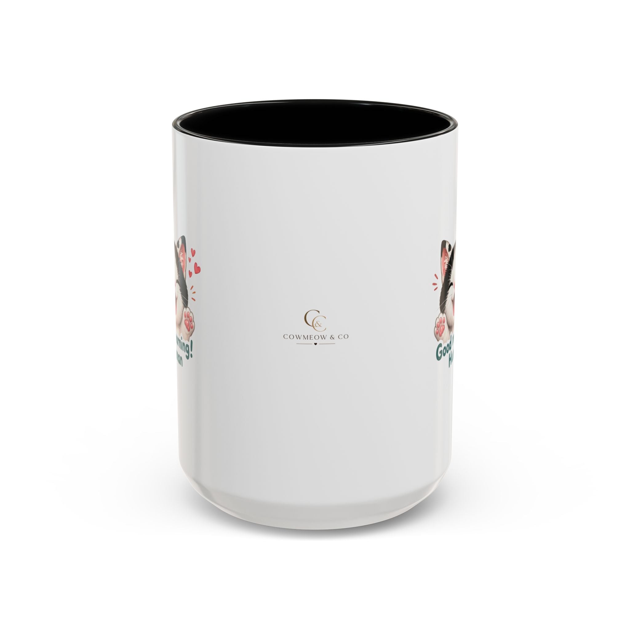 Good Morning, Human! —  Cute Tuxedo Cat Coffee Mug, Cowmeow & Co