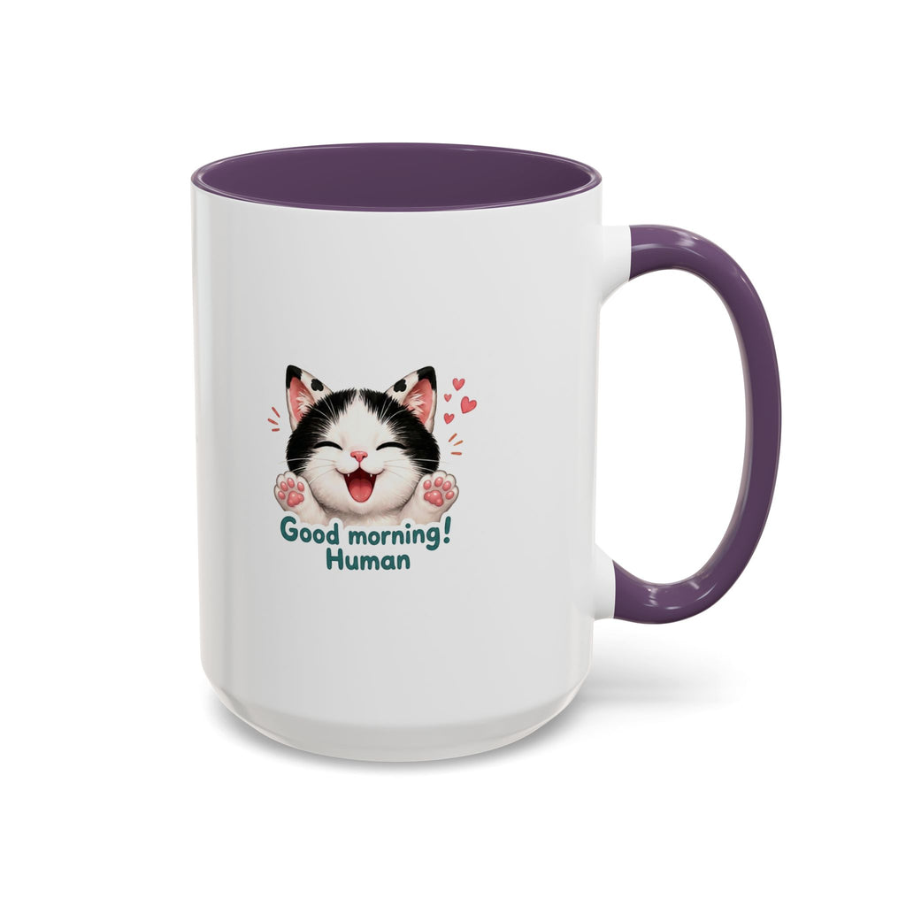 Good Morning, Human! —  Cute Tuxedo Cat Coffee Mug, Cowmeow & Co