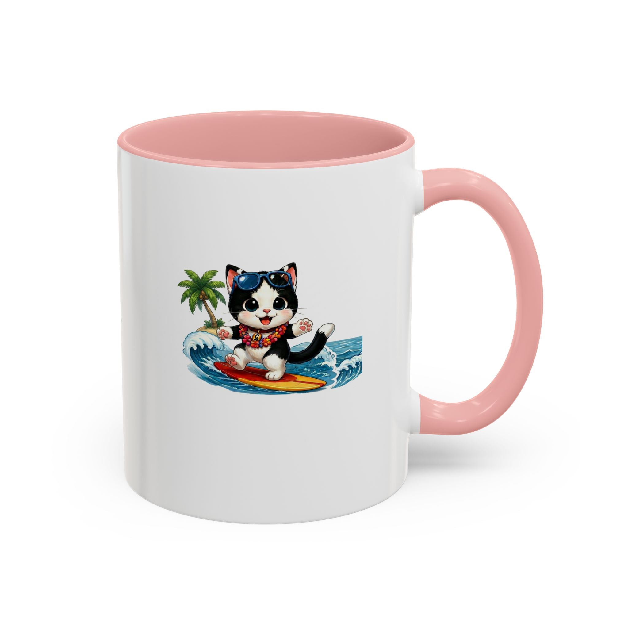 Surfing Cat Summer Coffee Mug | Cute Beach Cat Mug | Cowmeow & Co