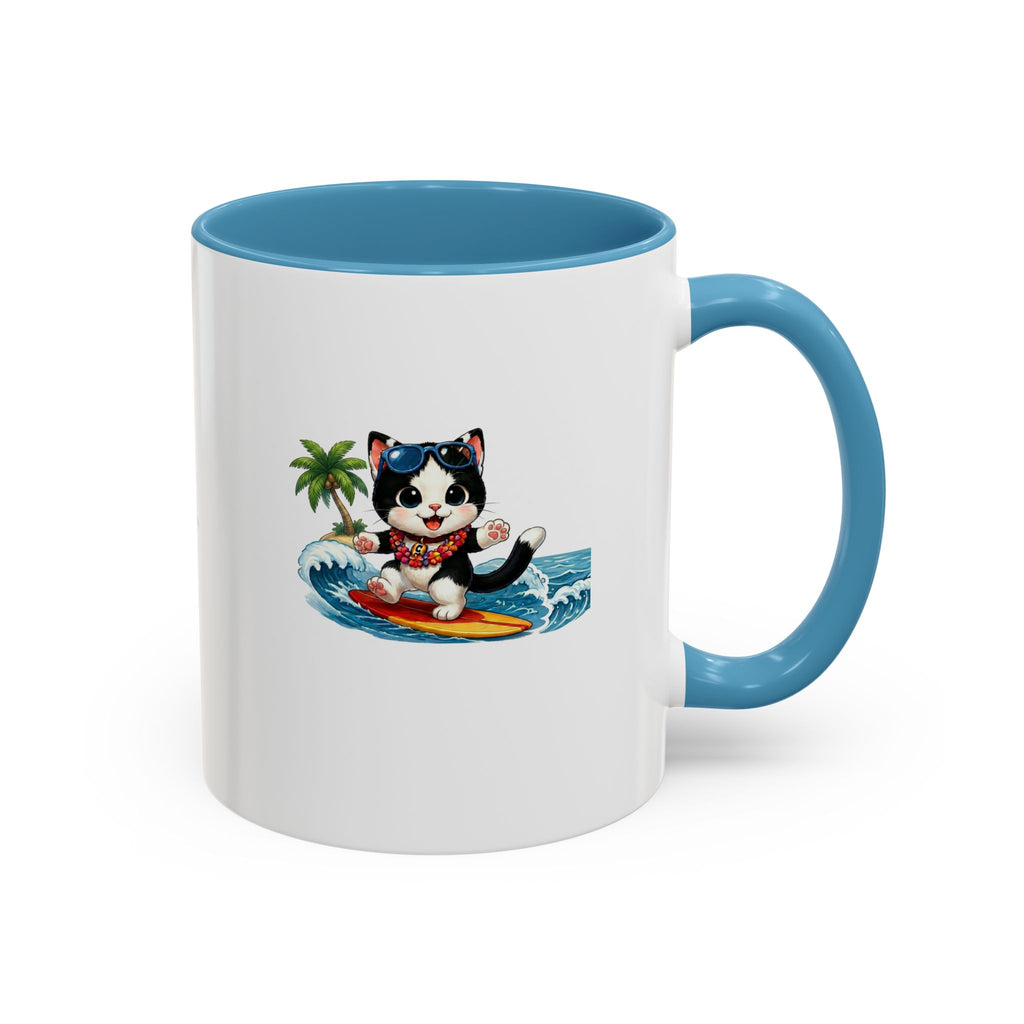 Surfing Cat Summer Coffee Mug | Cute Beach Cat Mug | Cowmeow & Co