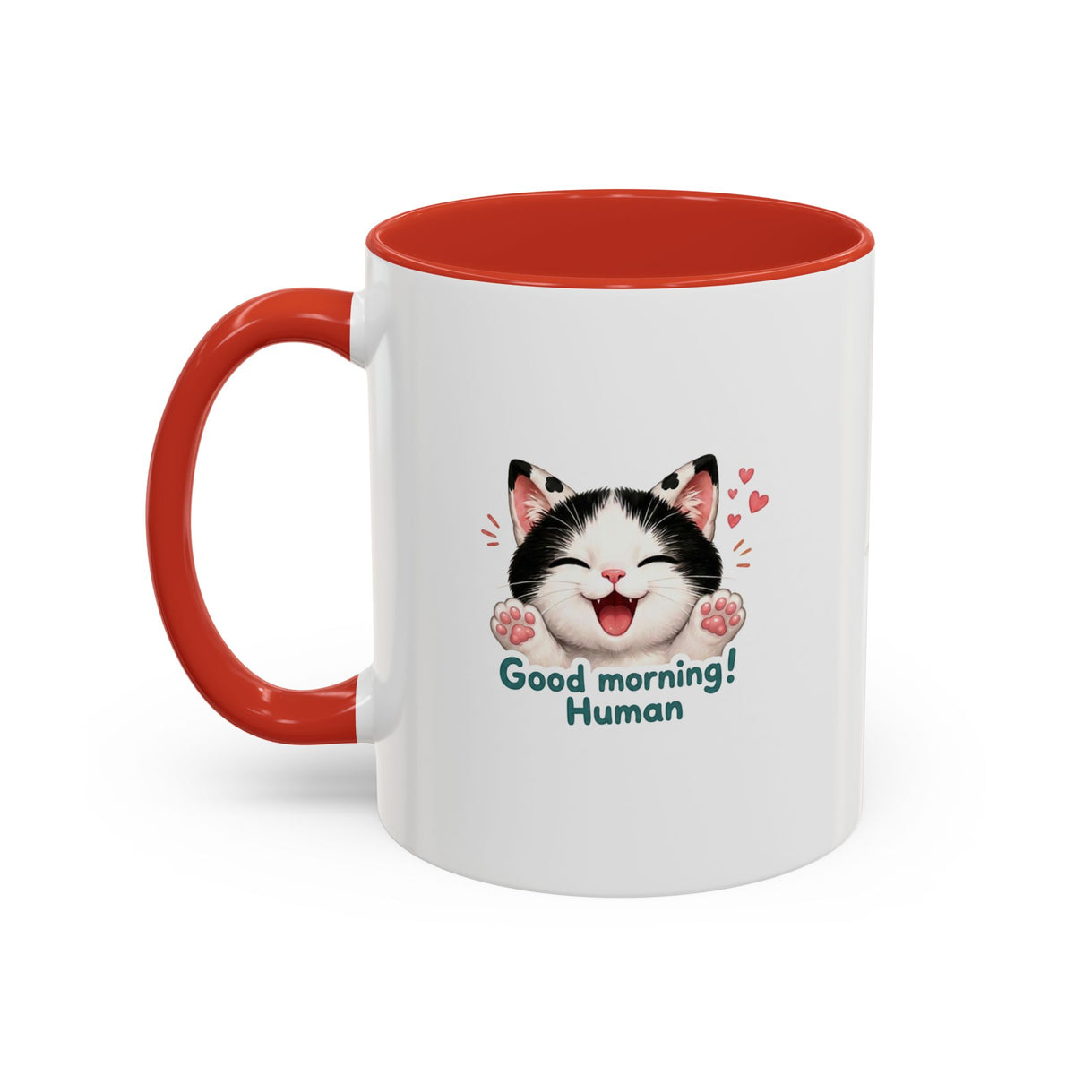 Good Morning, Human! —  Cute Tuxedo Cat Coffee Mug, Cowmeow & Co