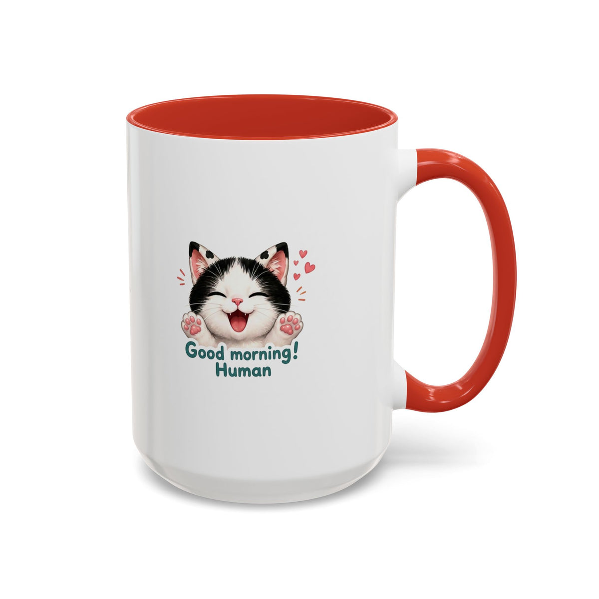 Good Morning, Human! —  Cute Tuxedo Cat Coffee Mug, Cowmeow & Co