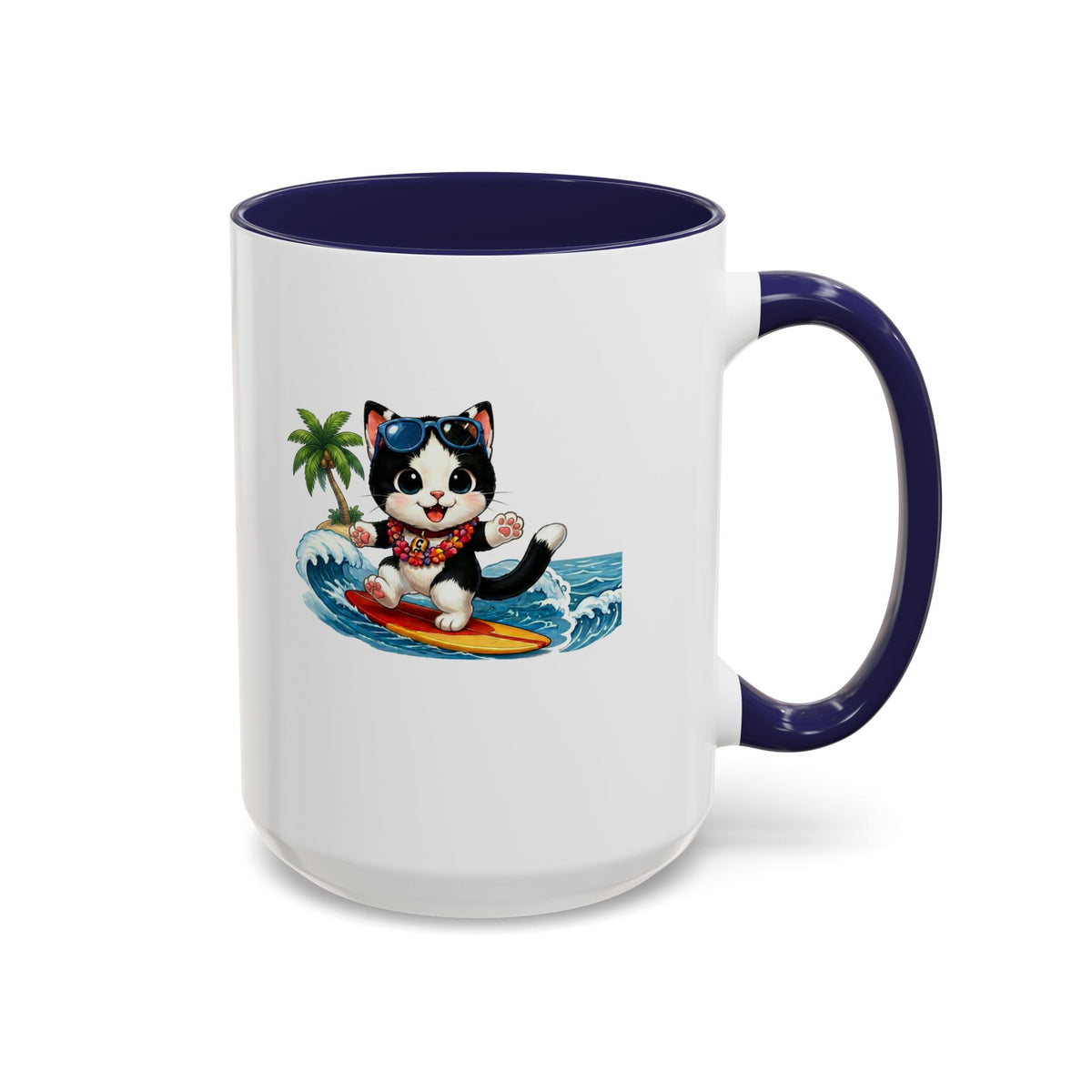 Surfing Cat Summer Coffee Mug | Cute Beach Cat Mug | Cowmeow & Co