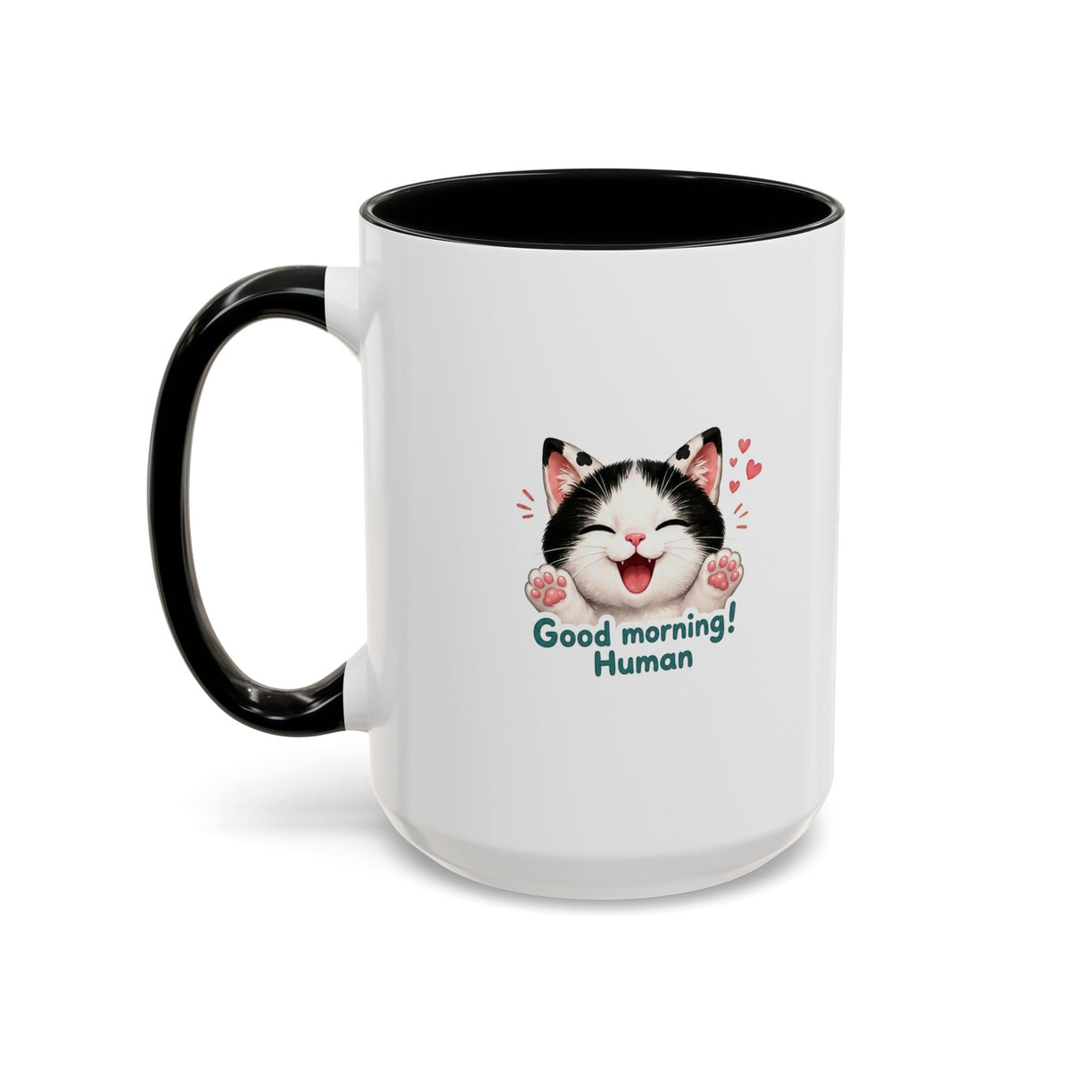 Good Morning, Human! —  Cute Tuxedo Cat Coffee Mug, Cowmeow & Co
