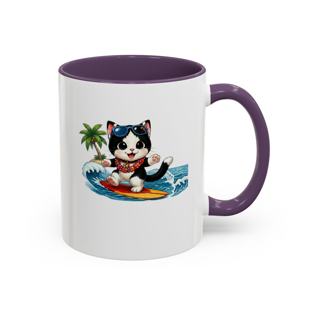 Surfing Cat Summer Coffee Mug | Cute Beach Cat Mug | Cowmeow & Co