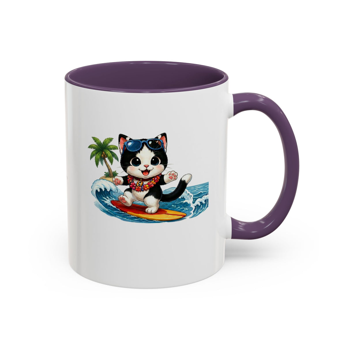 Surfing Cat Summer Coffee Mug | Cute Beach Cat Mug | Cowmeow & Co