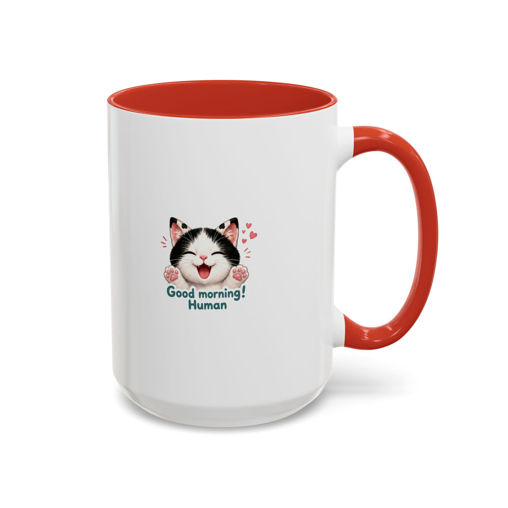 Good Morning, Human! —  Cute Tuxedo Cat Coffee Mug, Cowmeow & Co