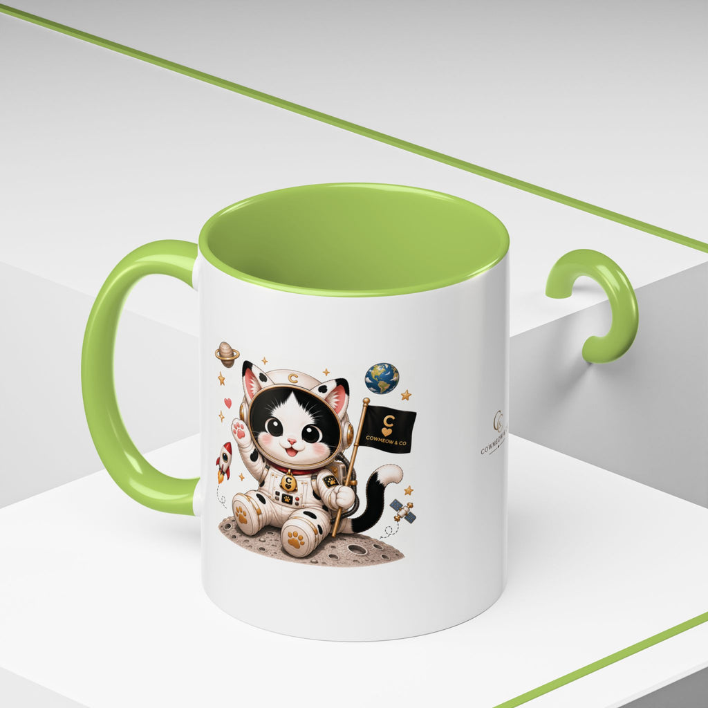 Astronaut Cowmeow Mug, Cute Tuxedo Cat, Space Coffee Mug, CowmeowandCo