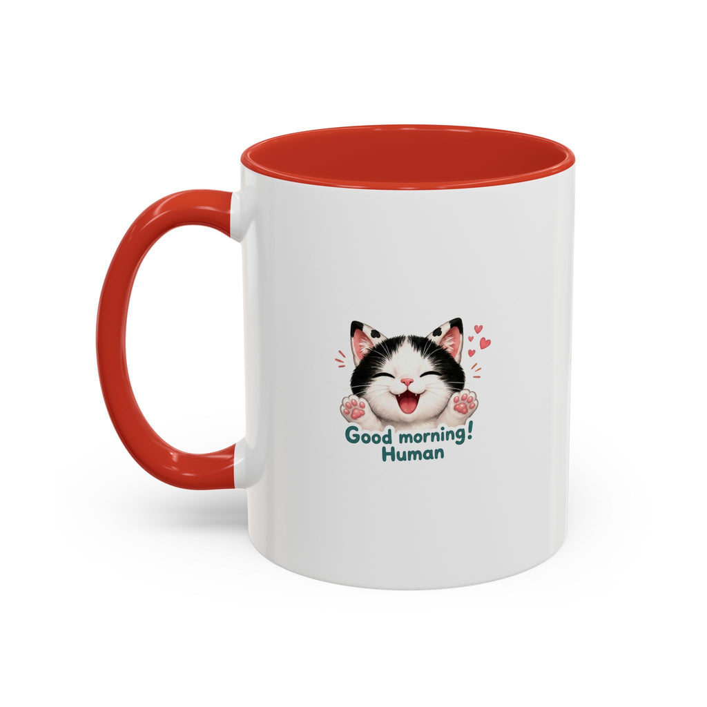 Good Morning, Human! —  Cute Tuxedo Cat Coffee Mug, Cowmeow & Co