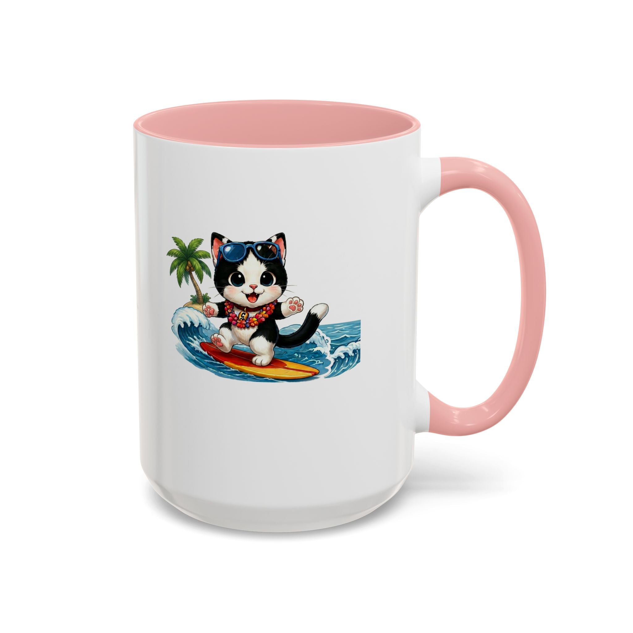 Surfing Cat Summer Coffee Mug | Cute Beach Cat Mug | Cowmeow & Co