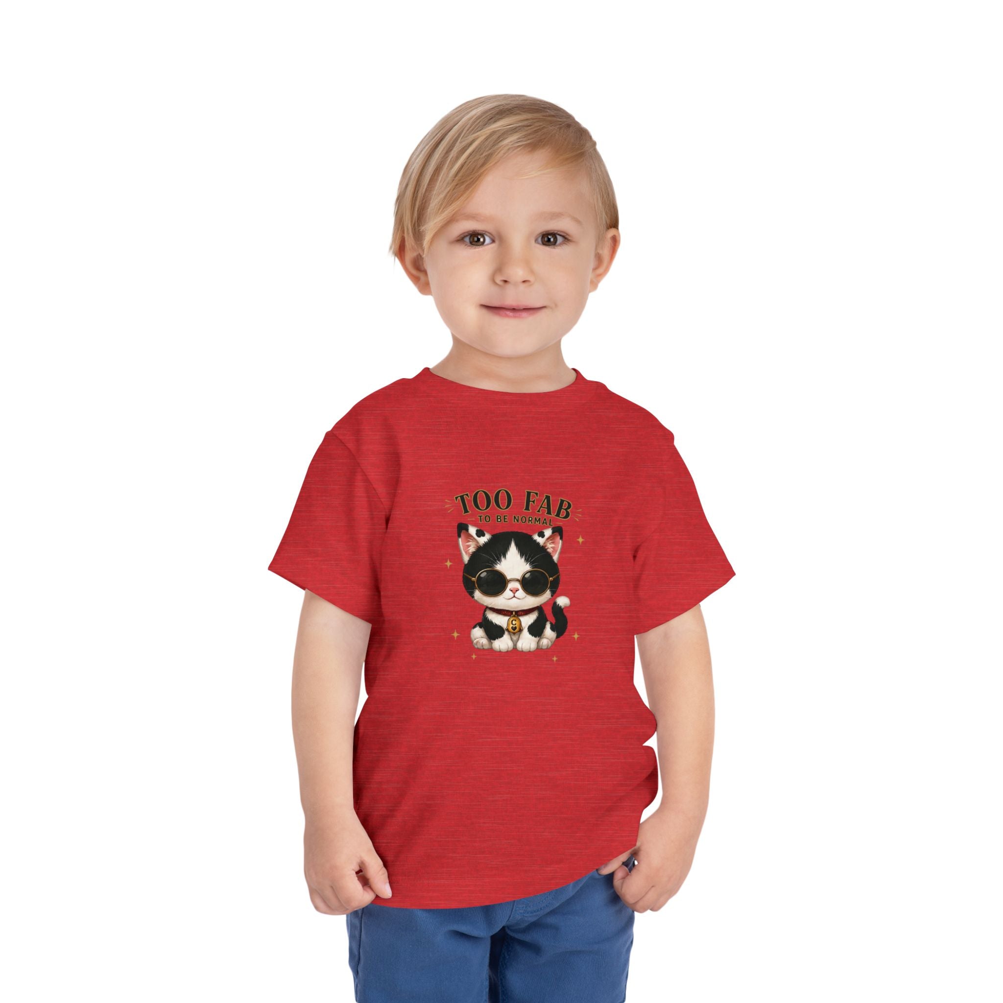 Too Fab to Be Normal Toddler T-Shirt | Cute Tuxedo Cat Tee| Cowmeow & Co