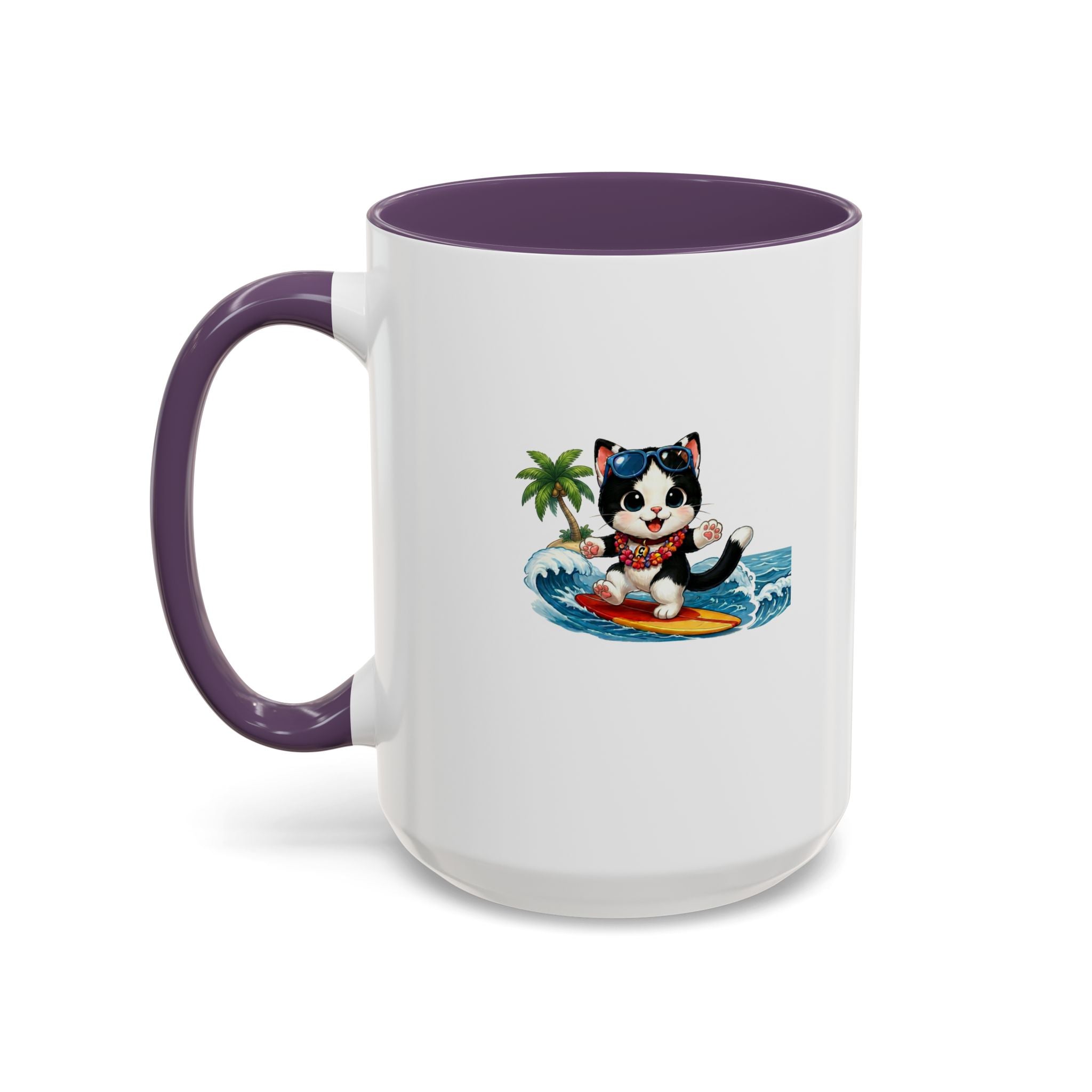 Surfing Cat Summer Coffee Mug | Cute Beach Cat Mug | Cowmeow & Co