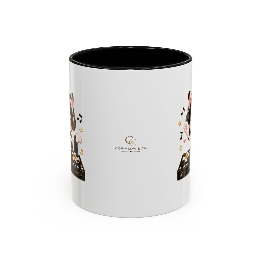 DJ Cat Coffee Mug | Funny Tuxedo Cat Gift | Cowmeow & Co