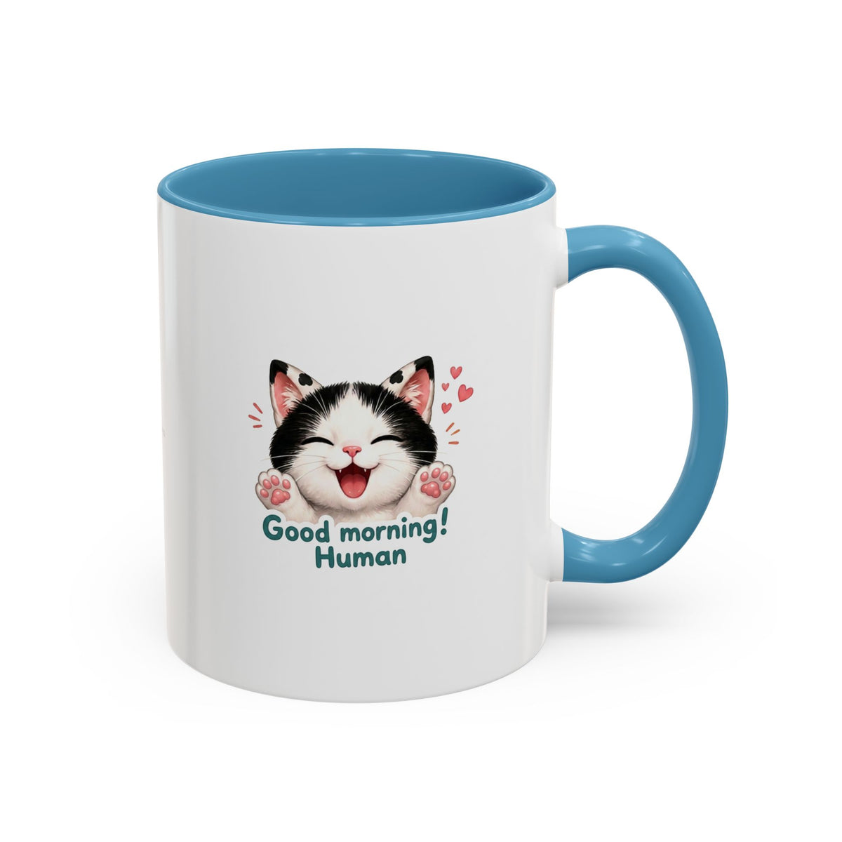 Good Morning, Human! —  Cute Tuxedo Cat Coffee Mug, Cowmeow & Co