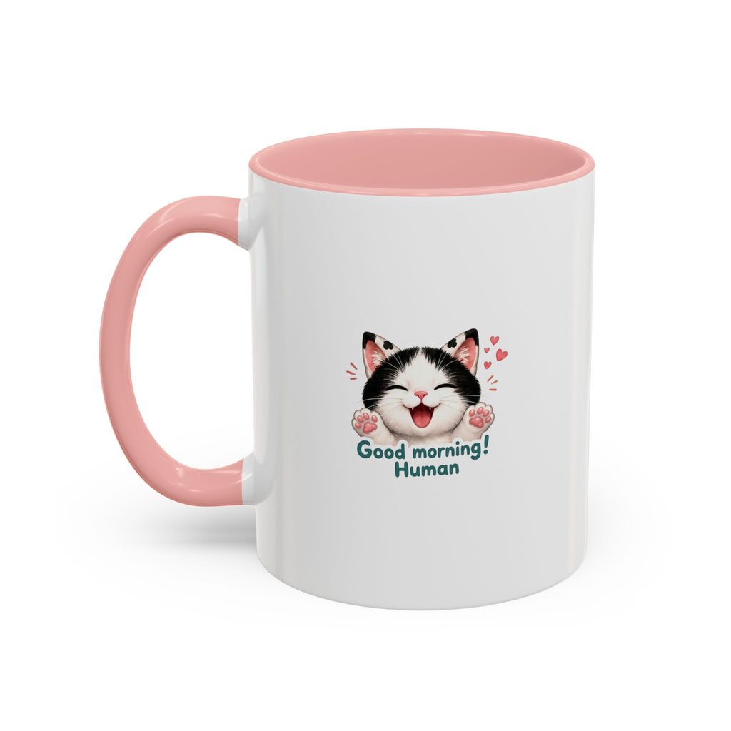 Good Morning, Human! —  Cute Tuxedo Cat Coffee Mug, Cowmeow & Co