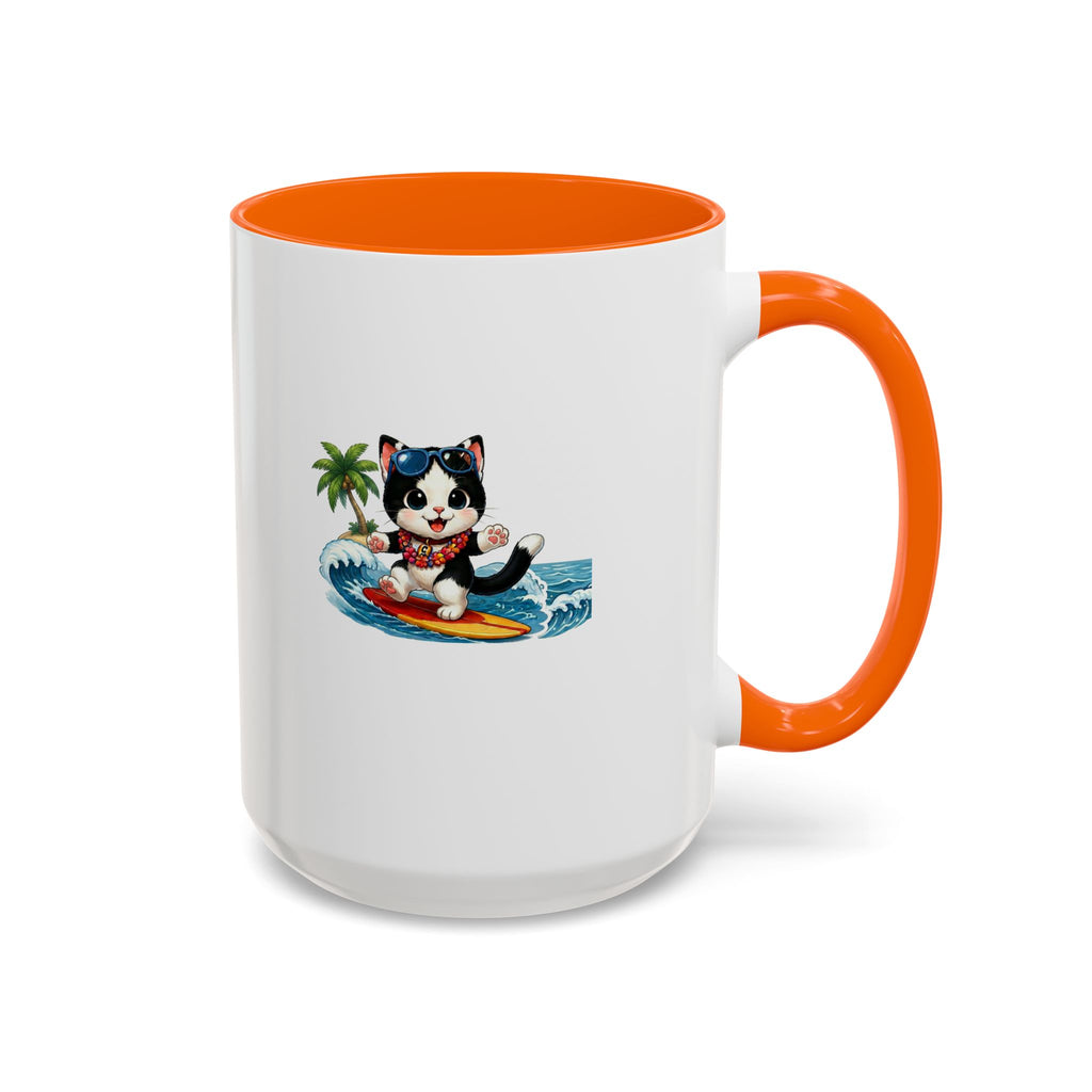 Surfing Cat Summer Coffee Mug | Cute Beach Cat Mug | Cowmeow & Co