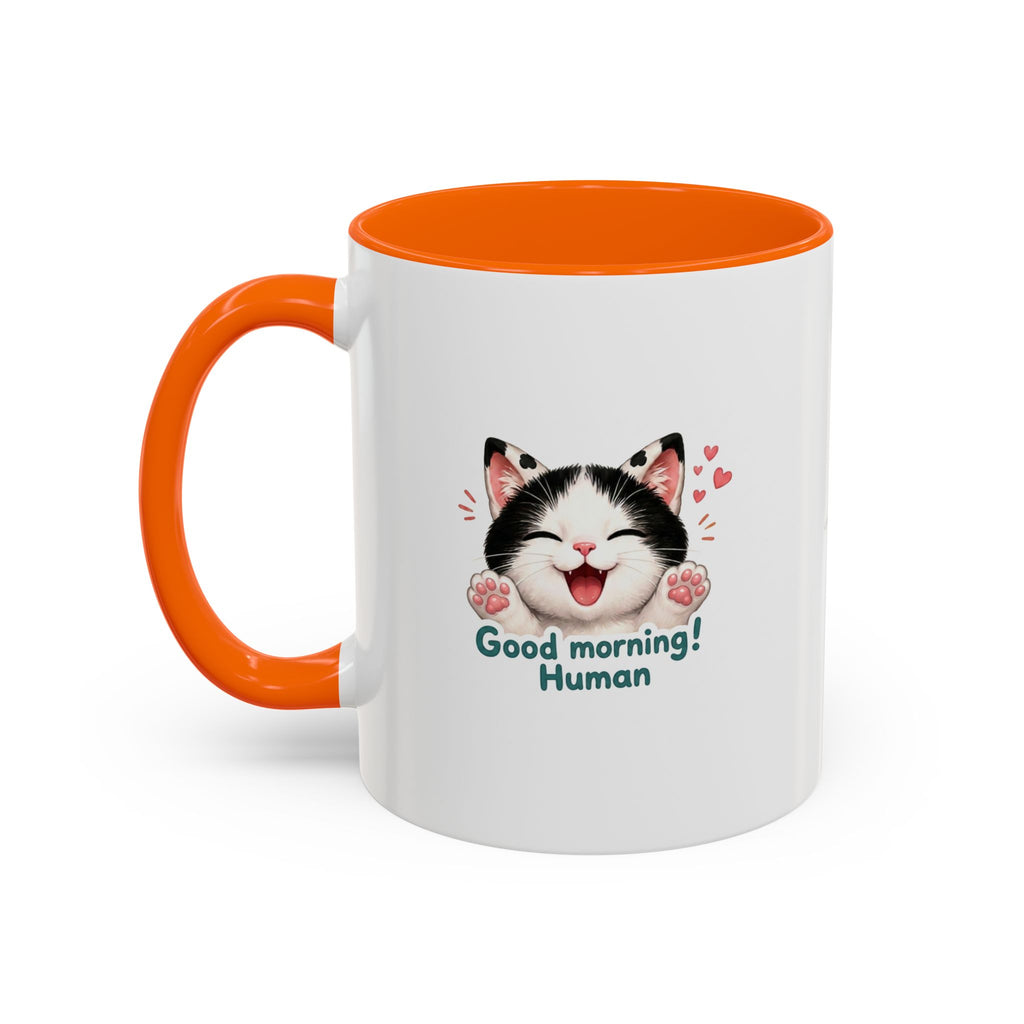 Good Morning, Human! —  Cute Tuxedo Cat Coffee Mug, Cowmeow & Co