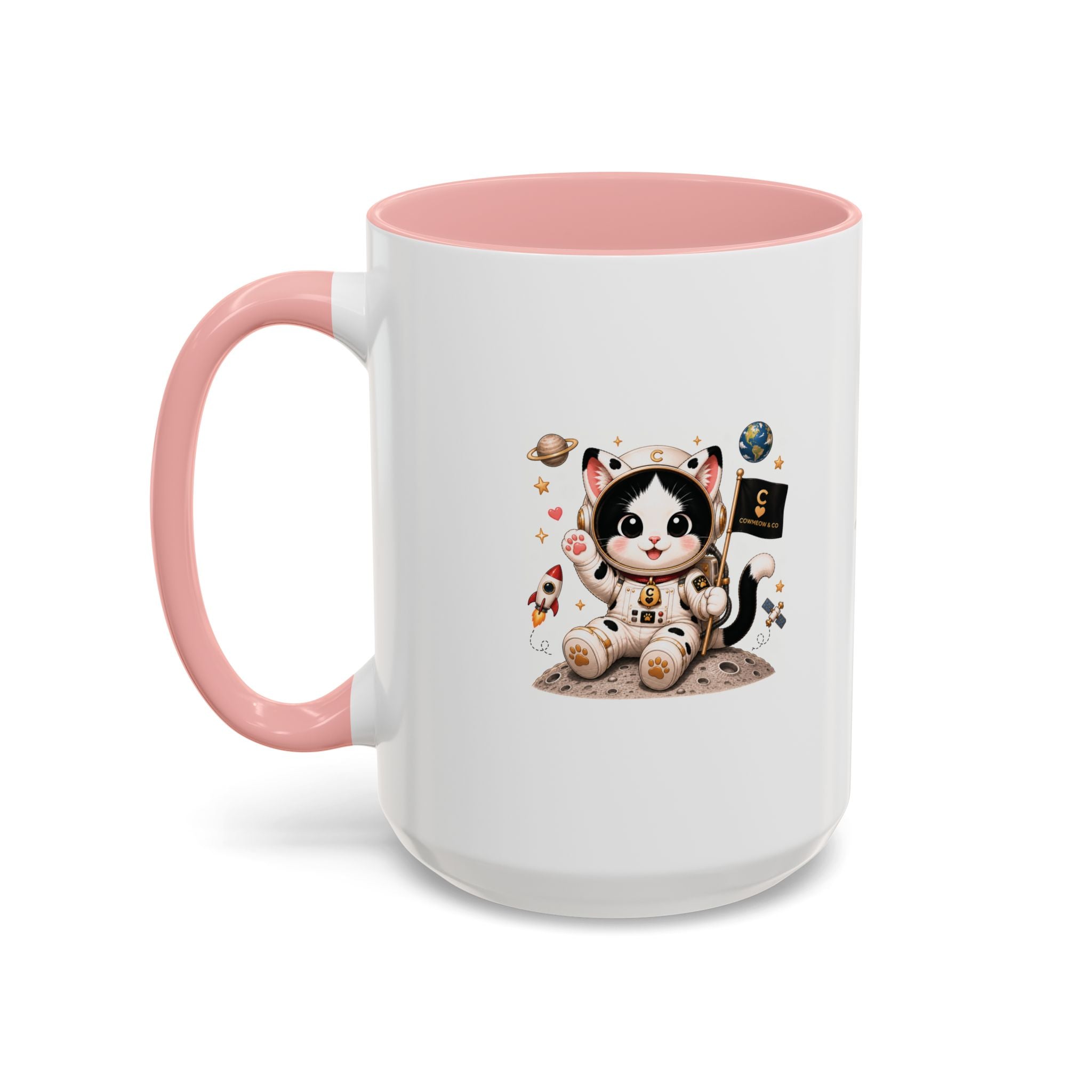 Astronaut Cowmeow Mug, Cute Tuxedo Cat, Space Coffee Mug, CowmeowandCo