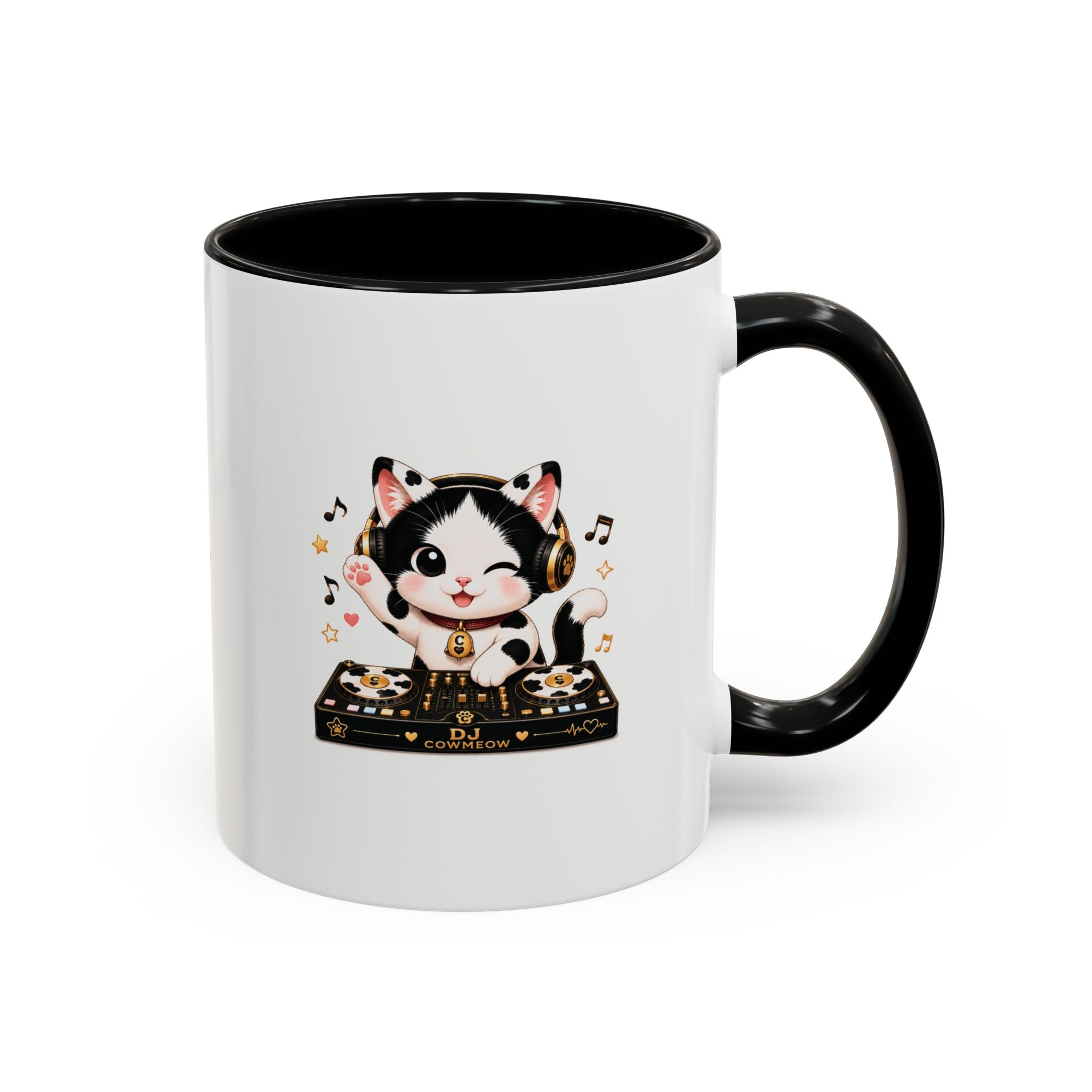 DJ Cat Coffee Mug | Funny Tuxedo Cat Gift | Cowmeow & Co