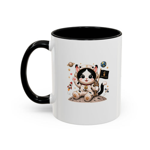 Astronaut Cowmeow Mug, Cute Tuxedo Cat, Space Coffee Mug, CowmeowandCo
