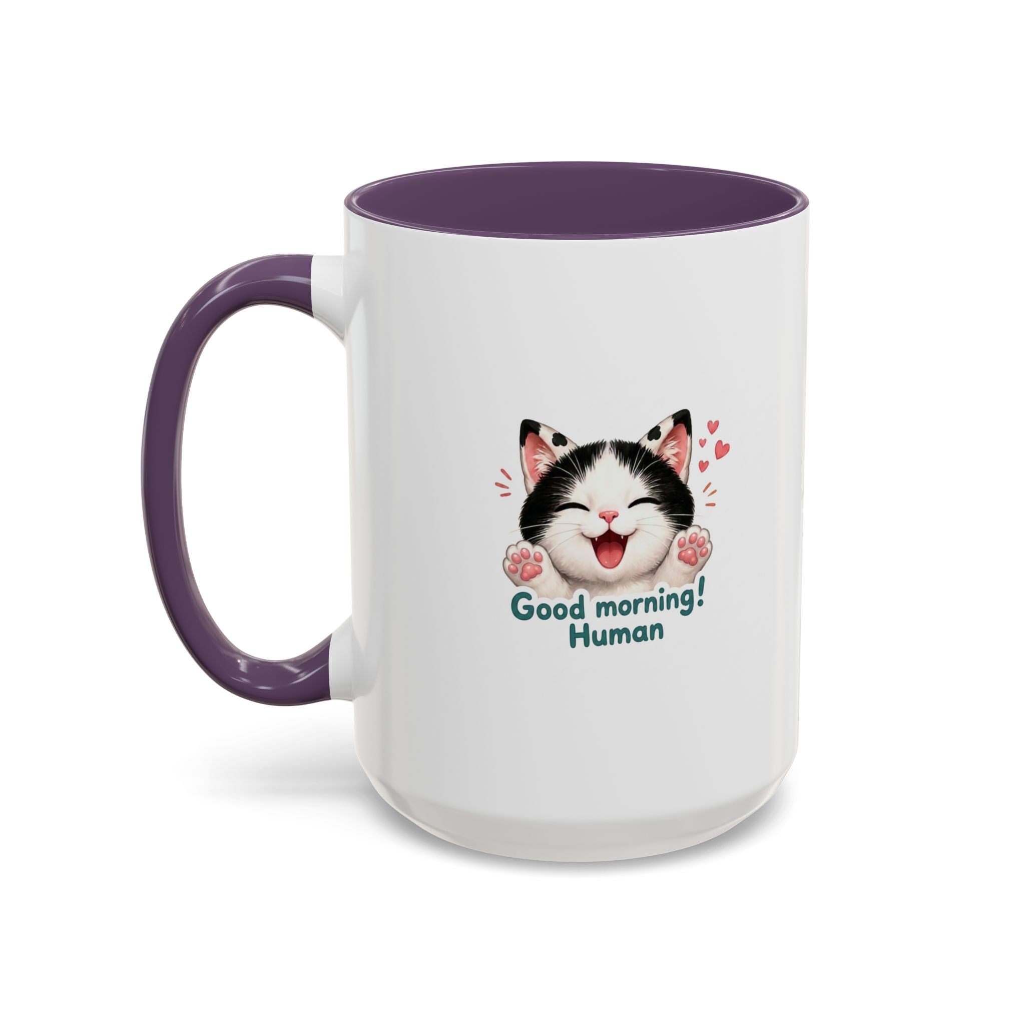 Good Morning, Human! —  Cute Tuxedo Cat Coffee Mug, Cowmeow & Co