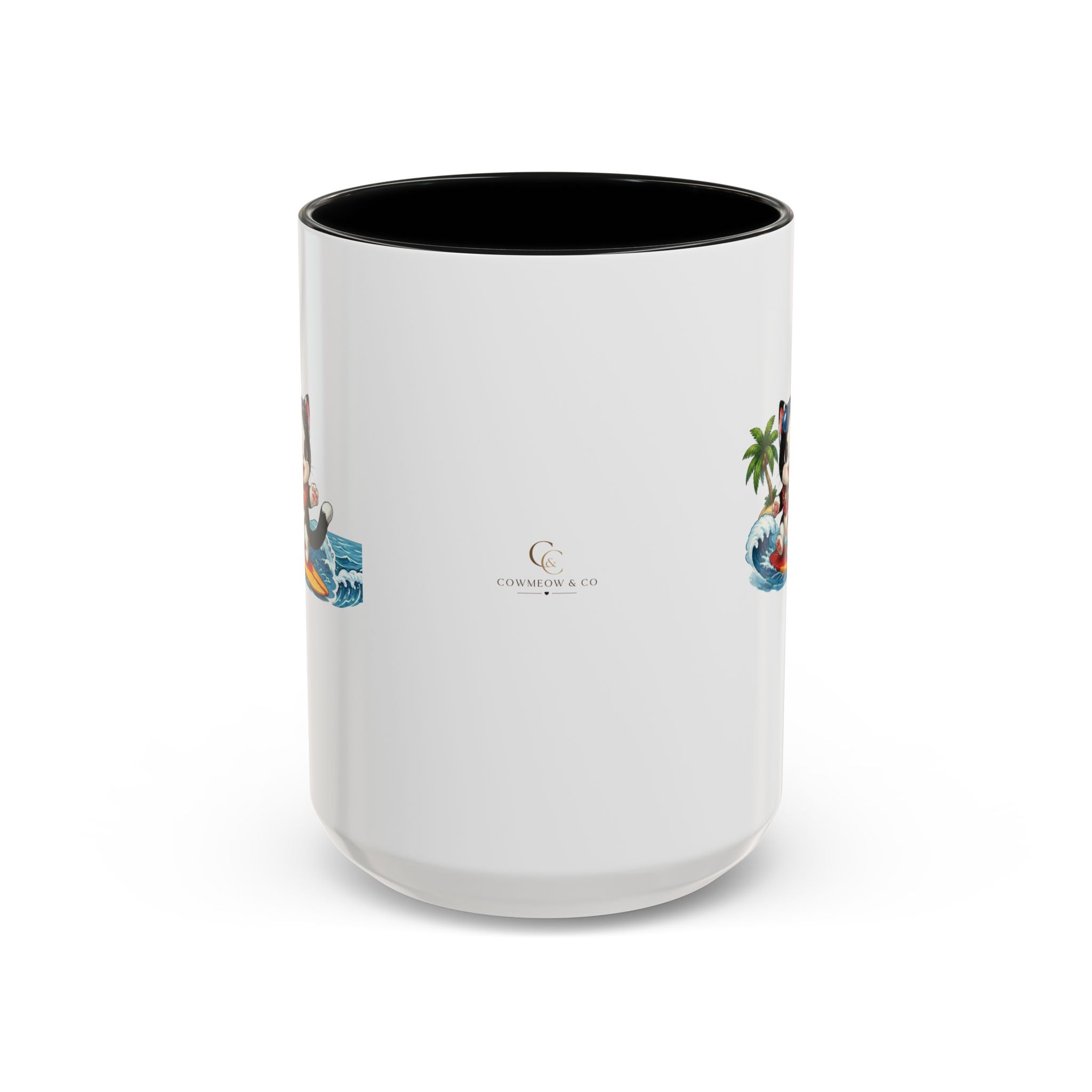 Surfing Cat Summer Coffee Mug | Cute Beach Cat Mug | Cowmeow & Co