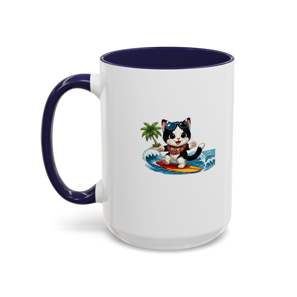Surfing Cat Summer Coffee Mug | Cute Beach Cat Mug | Cowmeow & Co