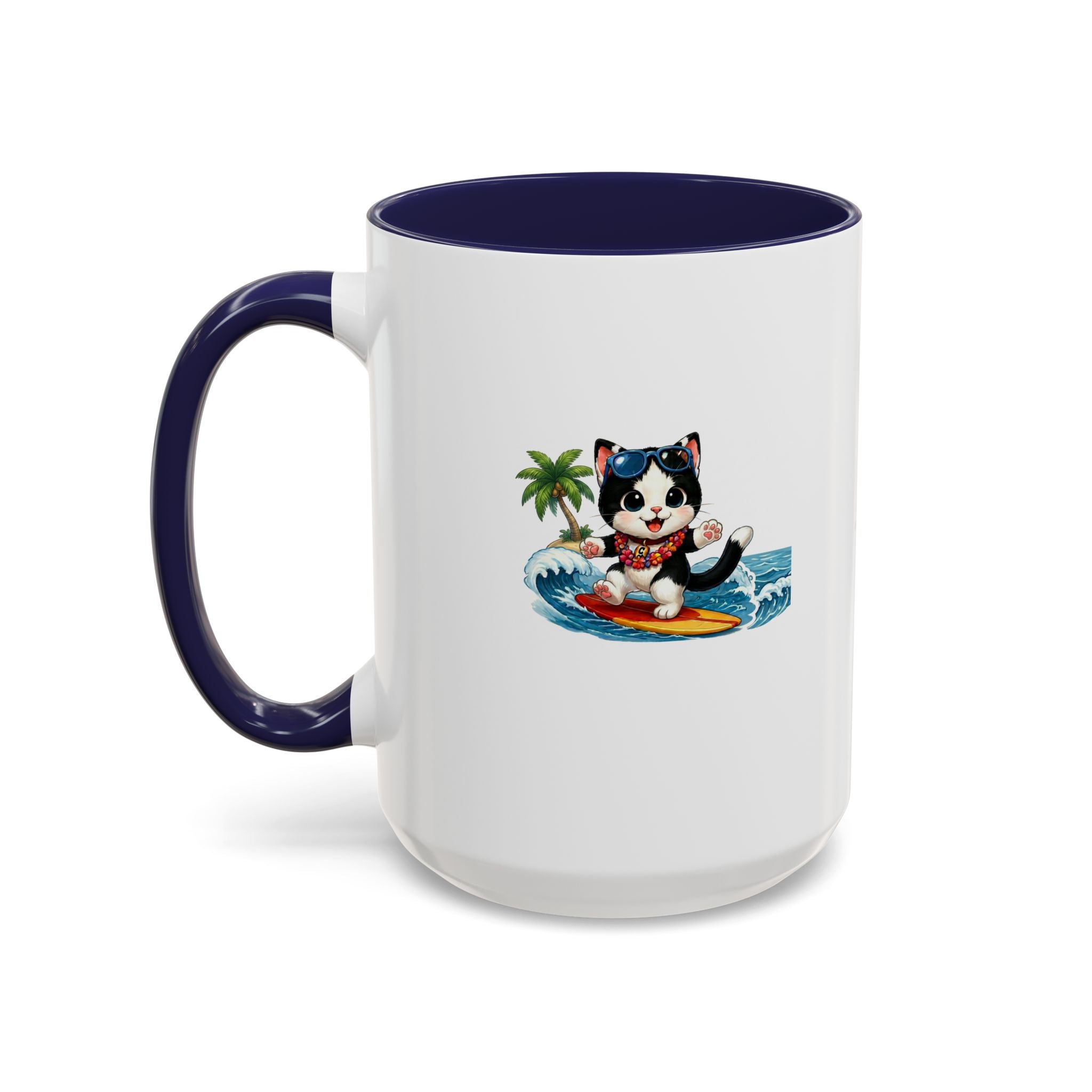 Surfing Cat Summer Coffee Mug | Cute Beach Cat Mug | Cowmeow & Co